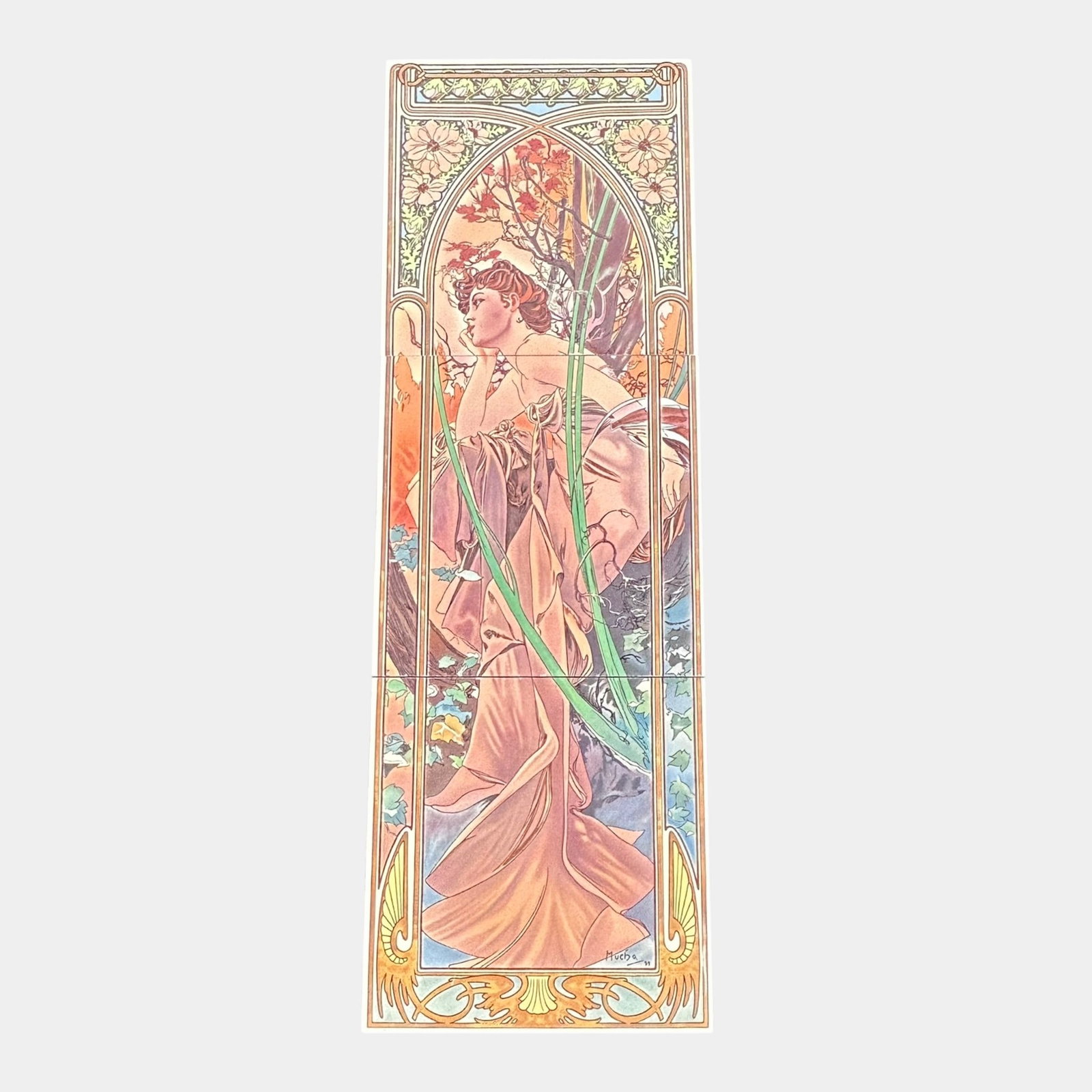 Contemporary Art Nouveau Maiden Decorative Ceramic Tile Wall Panel After Alphonse Mucha: Professional, fast, and affordable in house shipping available for all items. For higher resolution images please visit bid.craftedauctions.com Contemporary Art Nouveau Maiden Decorative Ceramic Tile 