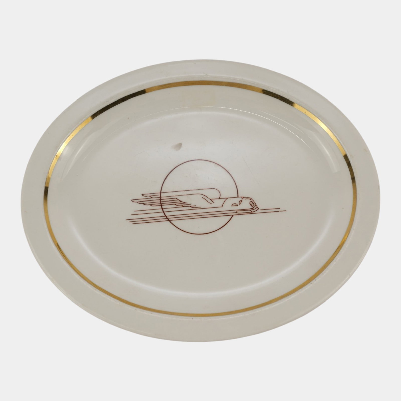 Homer Laughlin Union Pacific Railroad "Winged Streamliner" Art Deco Oval China Plate (1 of 4)