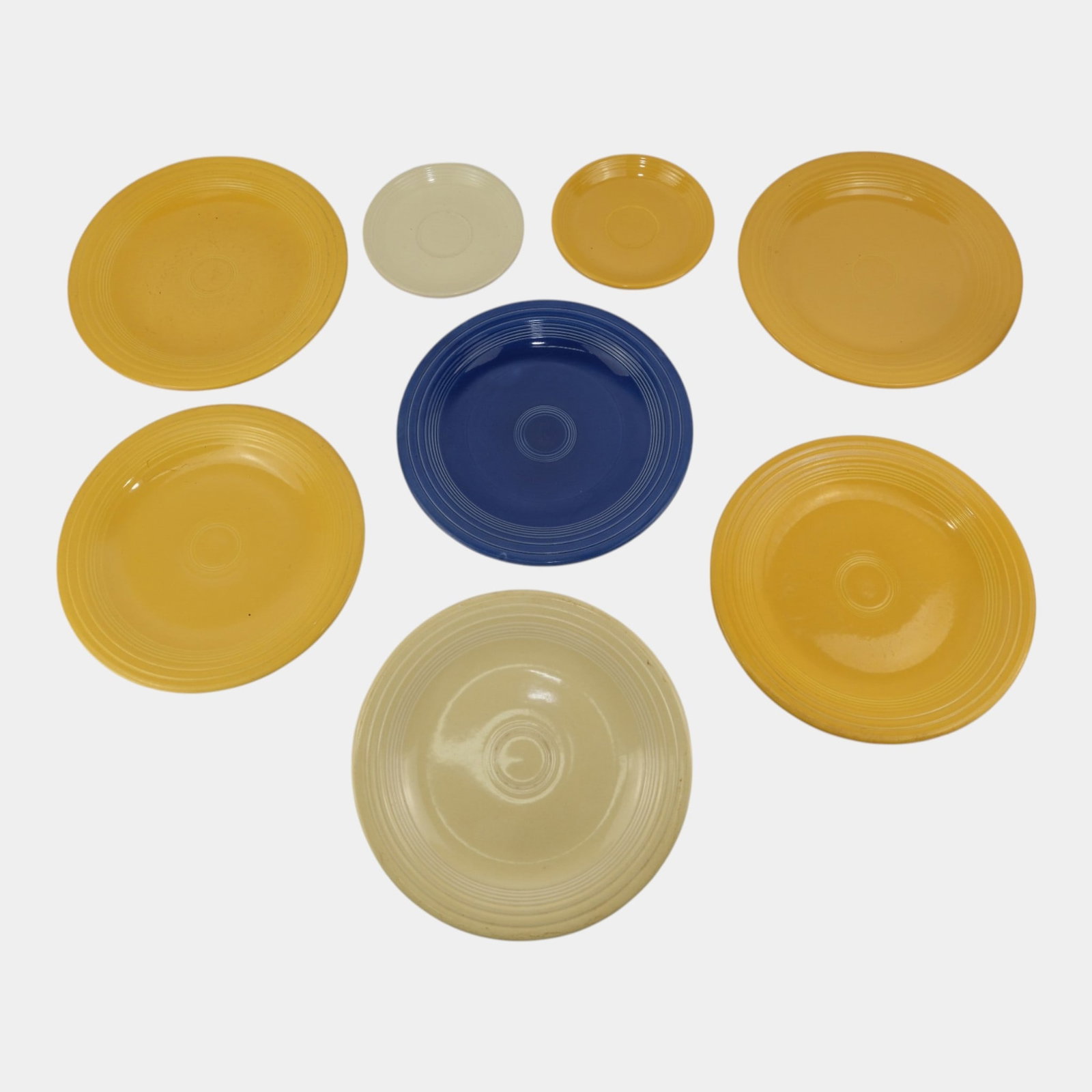 Homer Laughlin Fiesta Ware Yellow, Cobalt Blue & Ivory Dinnerware Plates & Bowls Collection (1 of 6)
