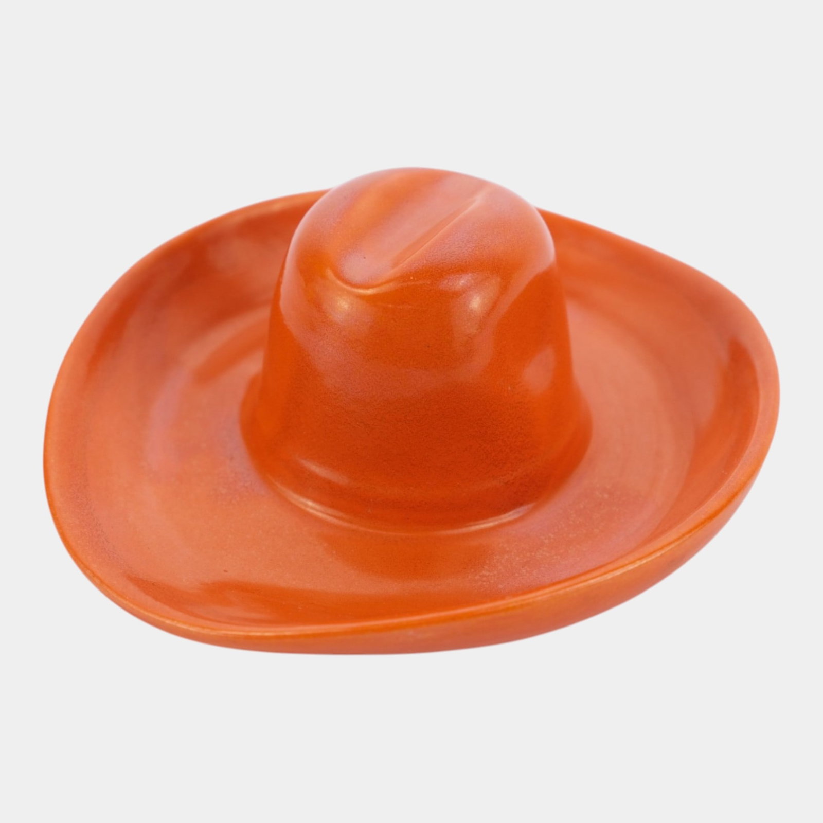 Catalina Island Pottery 1930s Orange Art Deco Figural Cowboy Hat Ceramic Ashtray: Professional, fast, and affordable in house shipping available for all items. For higher resolution images please visit bid.craftedauctions.com Catalina Island Pottery 1930s Orange Art Deco Figural Co