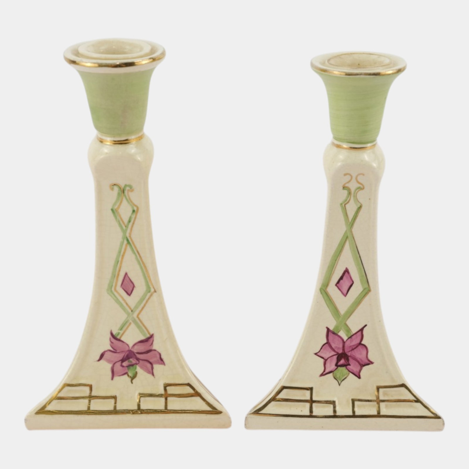 Roseville Creamware Persian 1916 Vintage Pottery Ceramic Candle Holders (1 of 5)