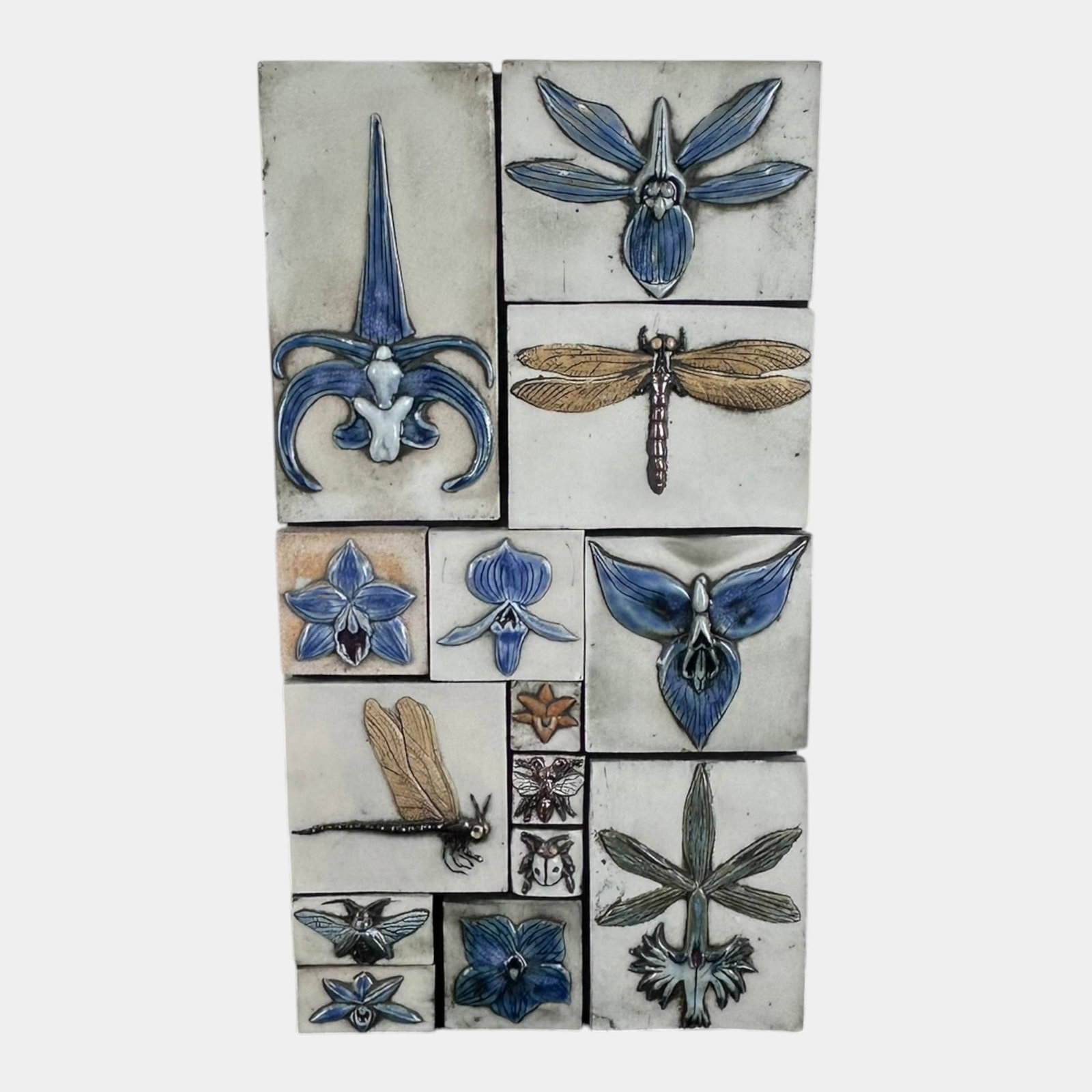 C-Nik Tiles Contemporary Blue Dragonfly & Insect Ceramic Tile Wall Mural Mounted On Board: Professional, fast, and affordable in house shipping available for all items. For higher resolution images please visit bid.craftedauctions.com C-Nik Tiles Contemporary Blue Dragonfly & Insect Ceramic