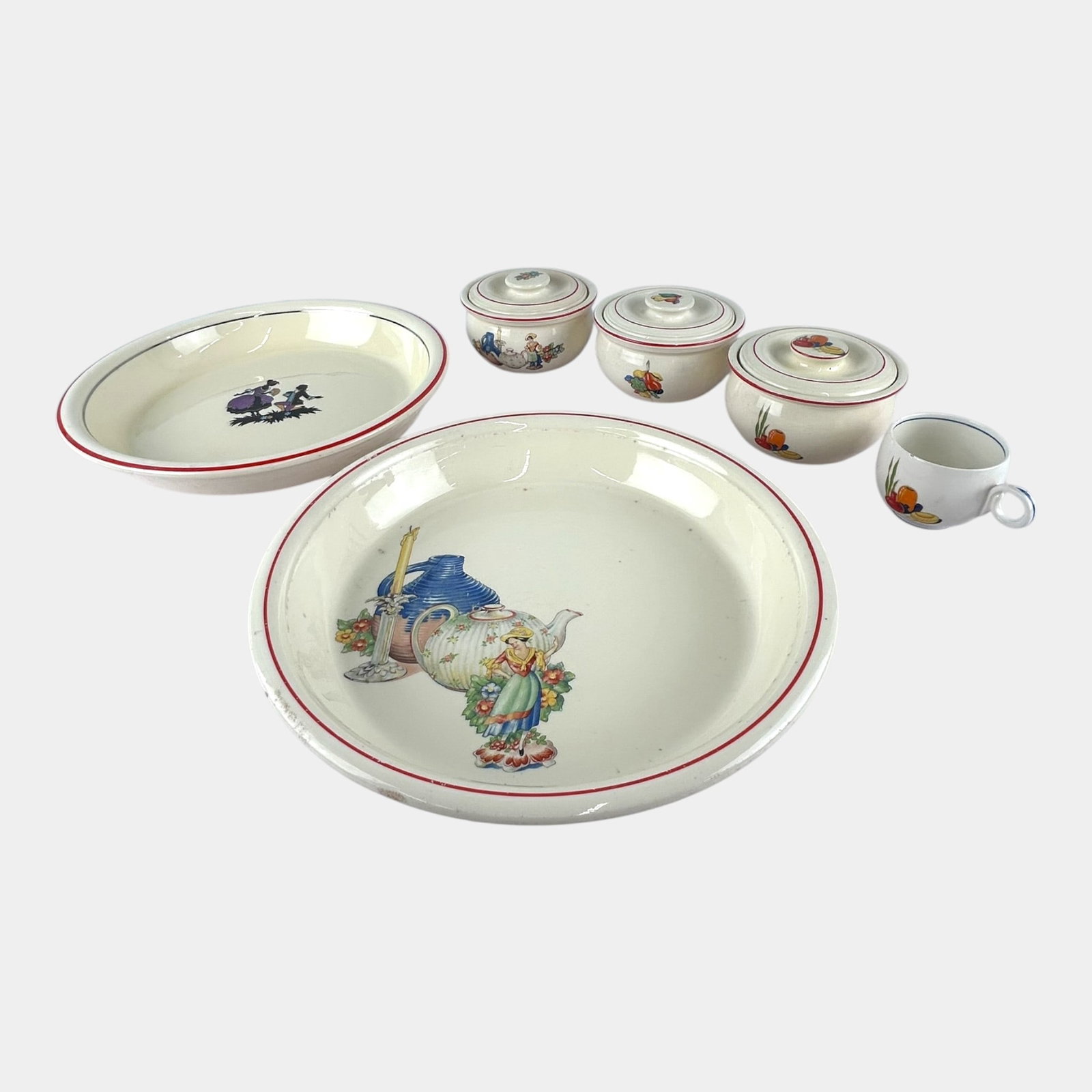 Homer Laughlin Oven Serve 1930s Art Deco Various Pattern Lidded Bowls Large Bowls Teacup (1 of 4)