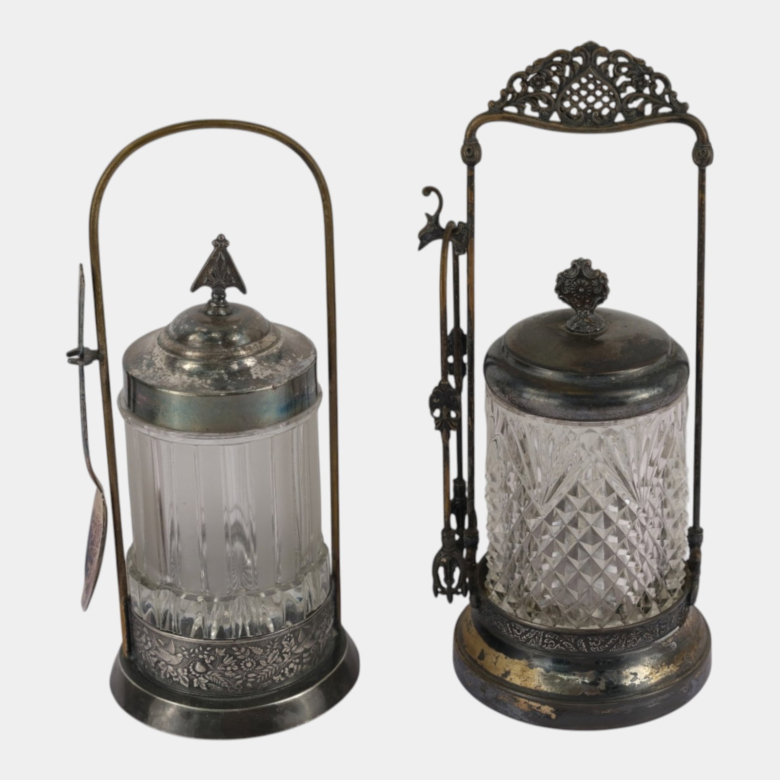 Victorian Silverplate Pickle Castor With Decorated Clear Glass Jar & Tilting Frame Serving Stand (1 of 7)