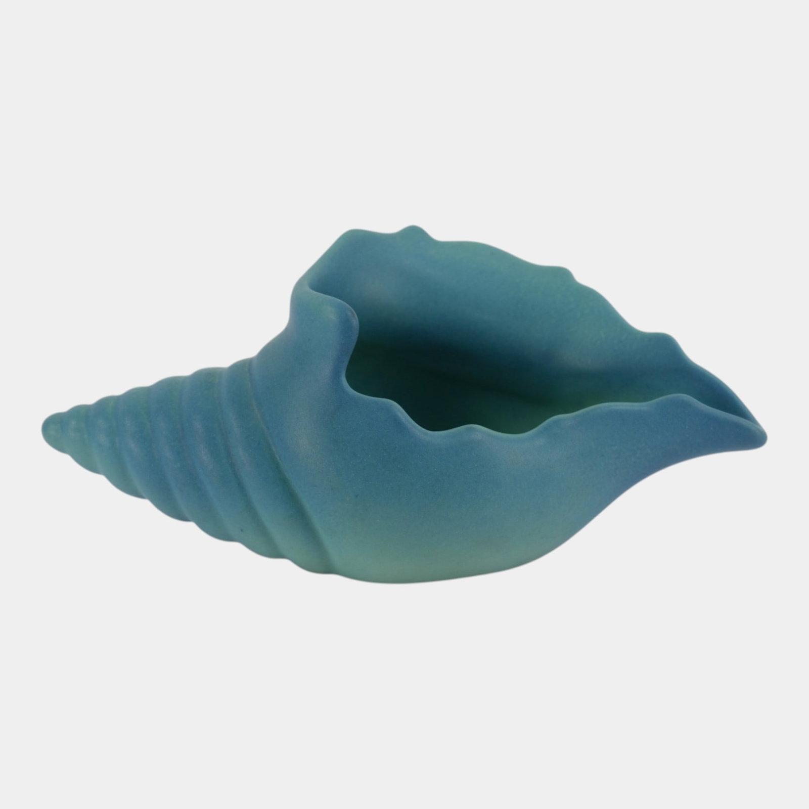 Van Briggle Mid Century Ming Blue Nautilus Shell Art Pottery Cabinet Vase Planter (1 of 7)