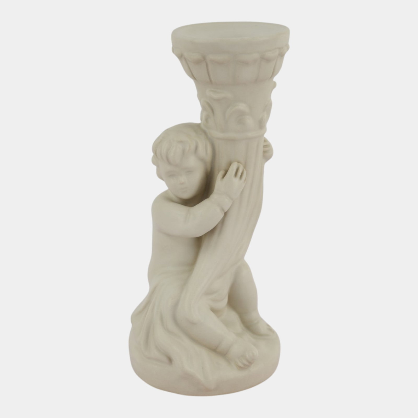 Van Briggle Pottery Figural Cherub Matte White Art Pottery Sculptural Candle Holder (1 of 7)
