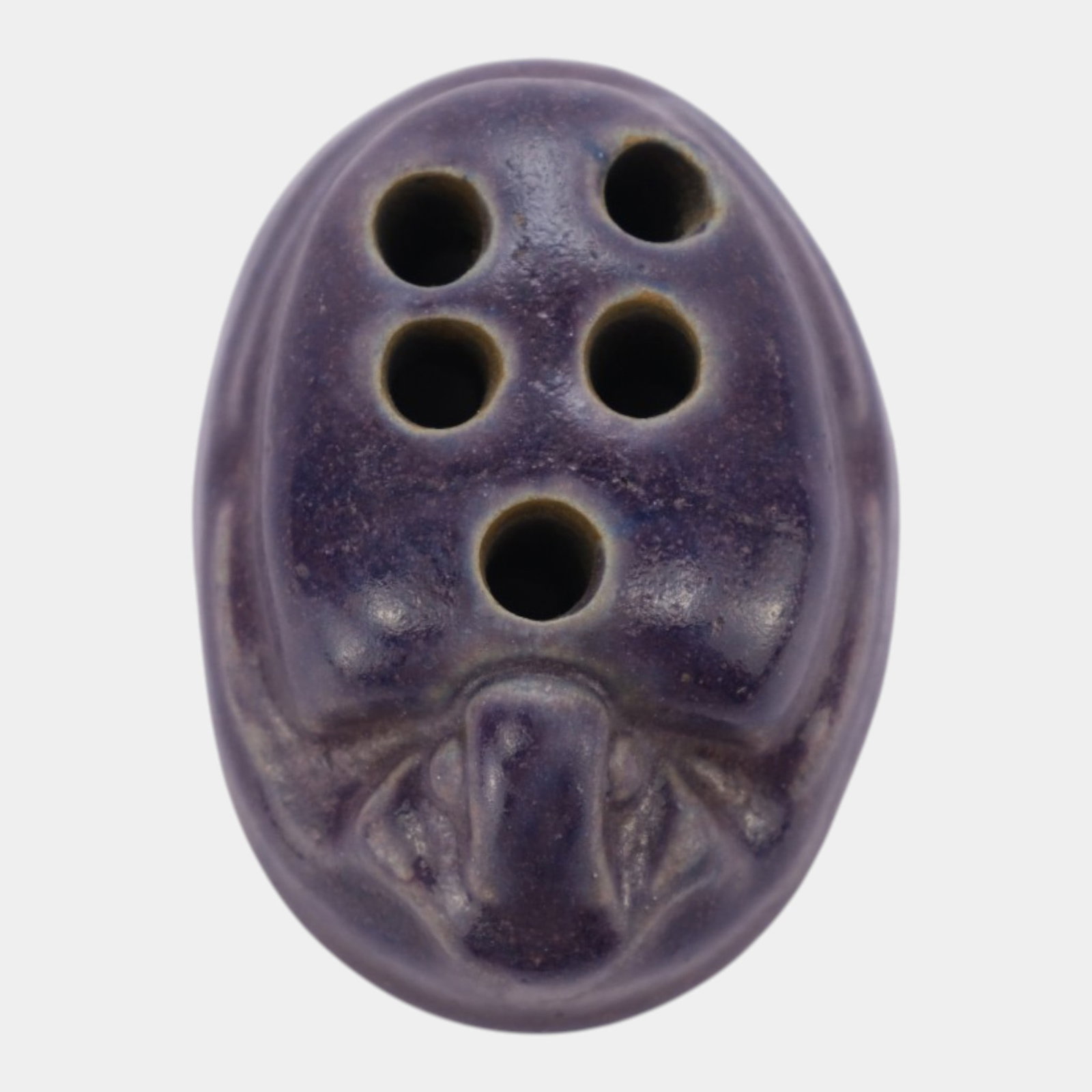 Fulper 1917-1934 Arts And Crafts Pottery Purple Glaze Ceramic Scarab Flower Frog (1 of 5)
