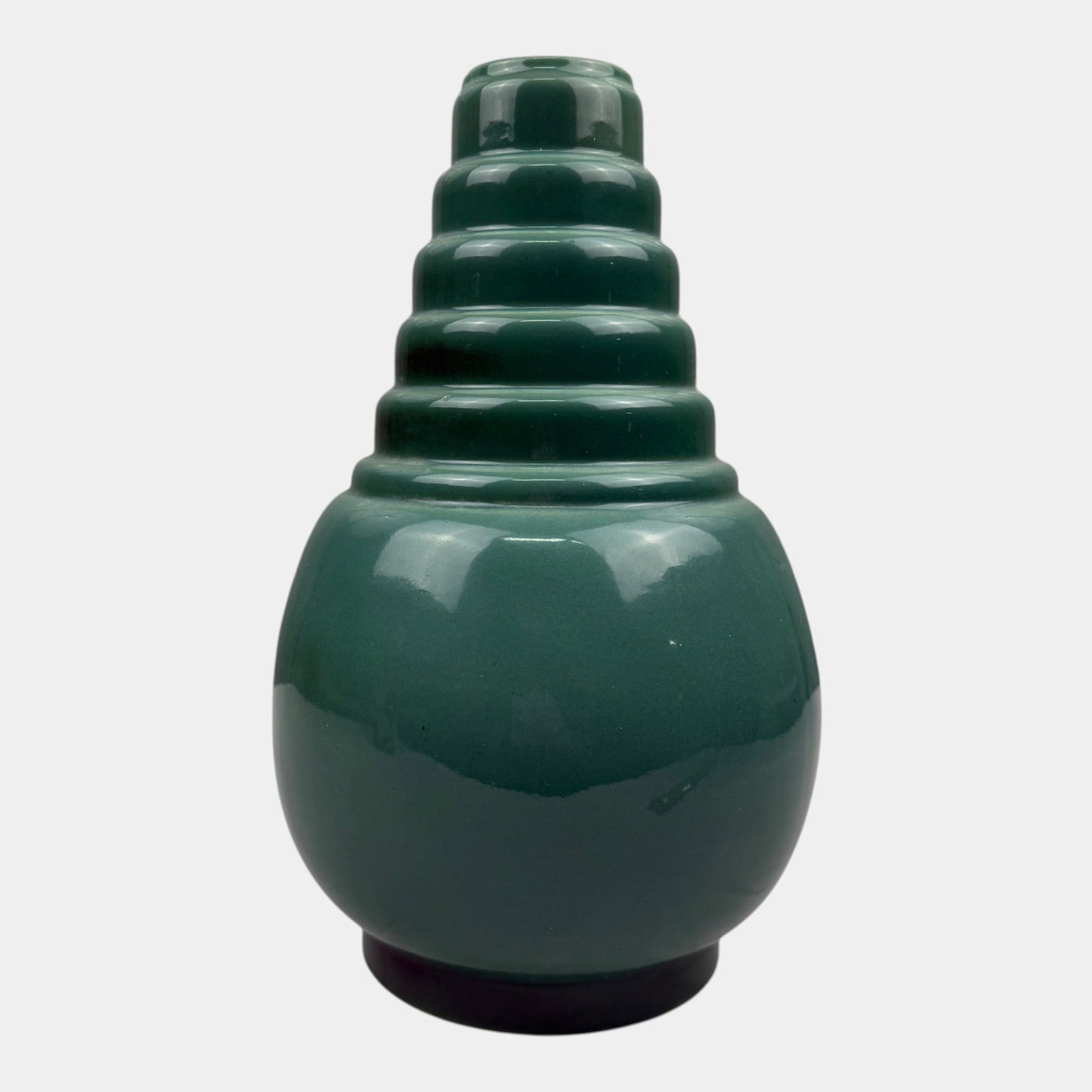 Roseville Futura Green 1928 Vintage Art Deco Pottery Bomb Ceramic Vase 394-12 (1 of 6)