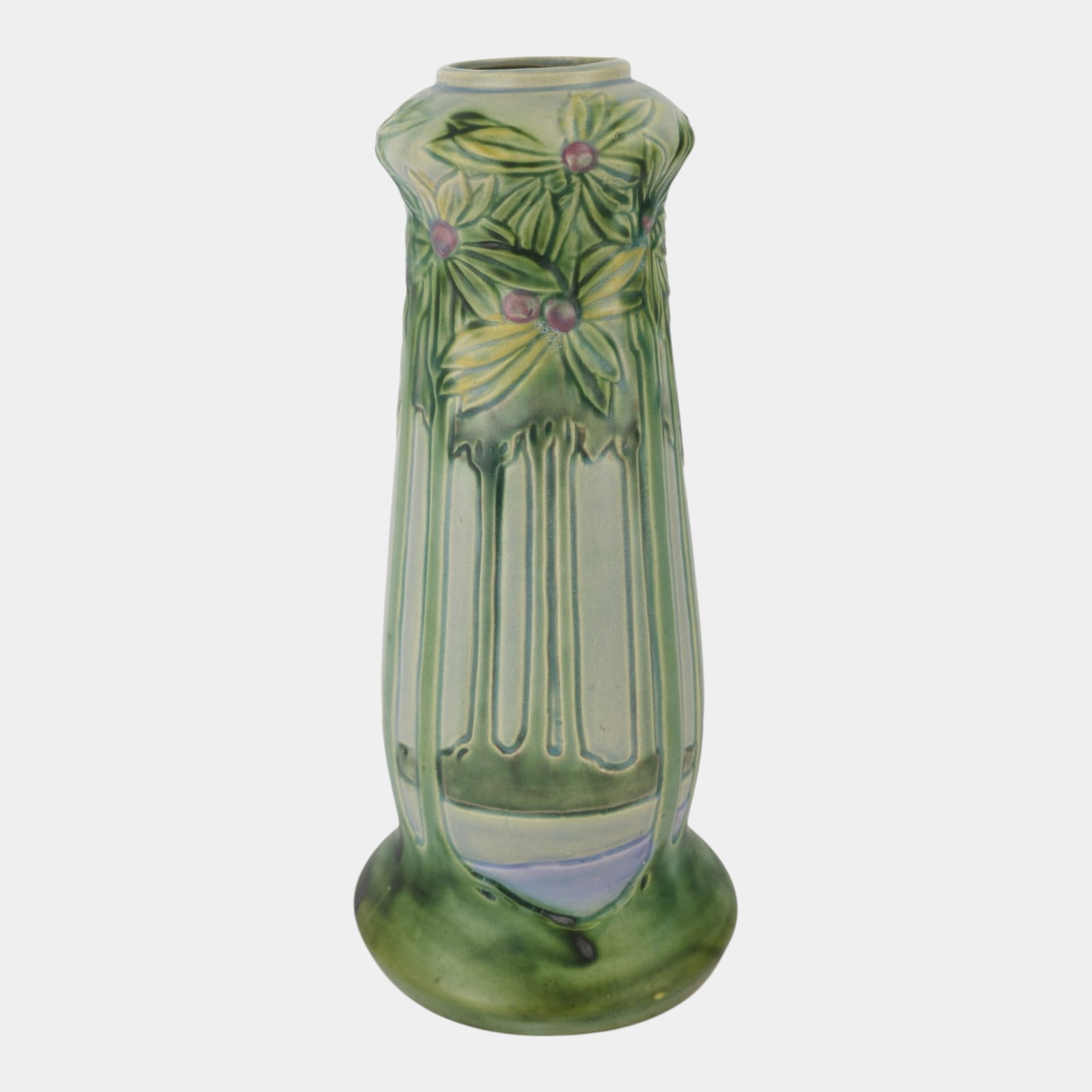 Roseville Vista 1920 Vintage Arts And Crafts Pottery Ceramic Vase 125-15: Professional, fast, and affordable in house shipping available for all items. For higher resolution images please visit bid.craftedauctions.com Roseville Vista 1920 Vintage Arts And Crafts Pottery Cer