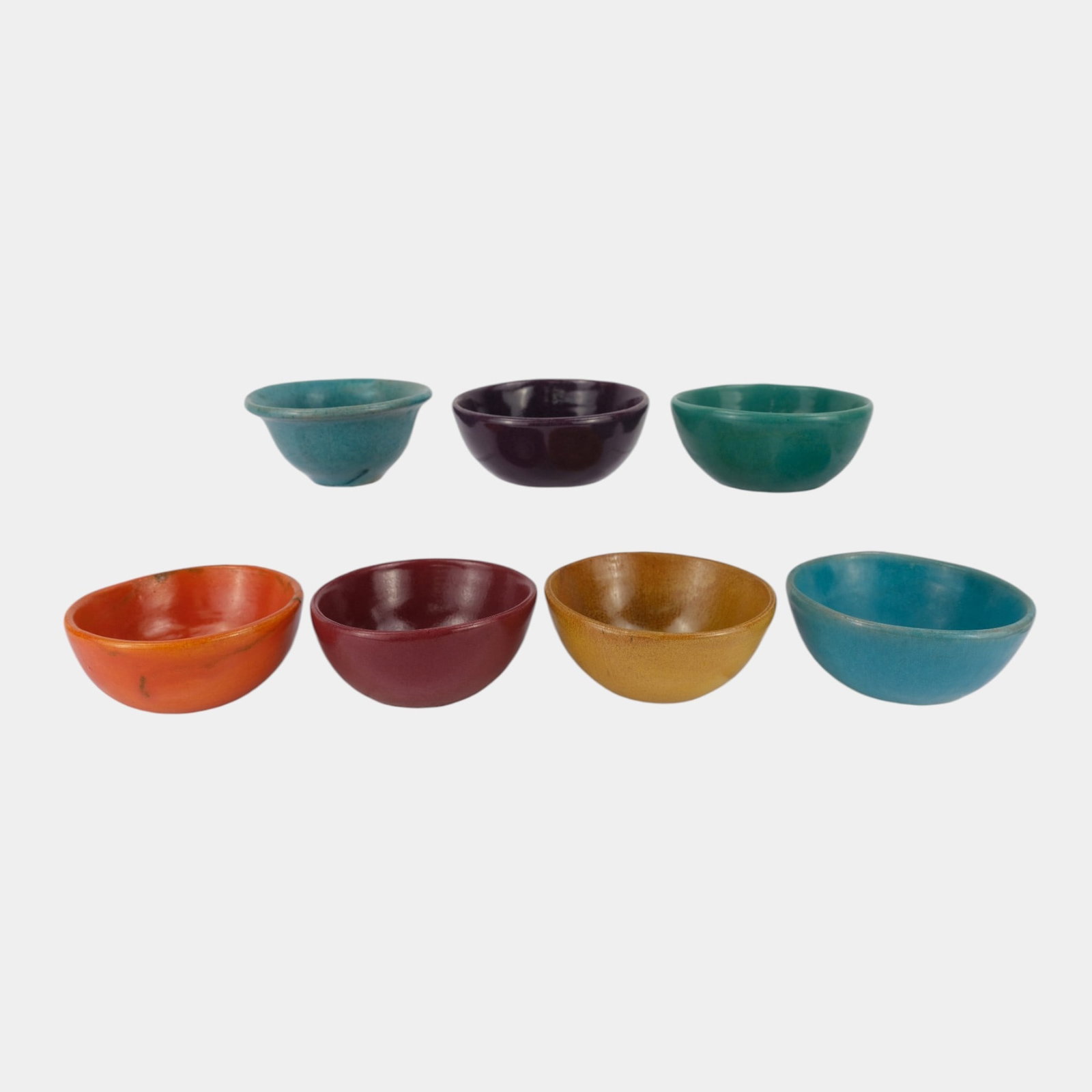 Brayton Laguna California Mid Century Colorful Art Pottery Individual Berry Dessert Bowls Set: Professional, fast, and affordable in house shipping available for all items. For higher resolution images please visit bid.craftedauctions.com Brayton Laguna California Mid Century Colorful Art Potte