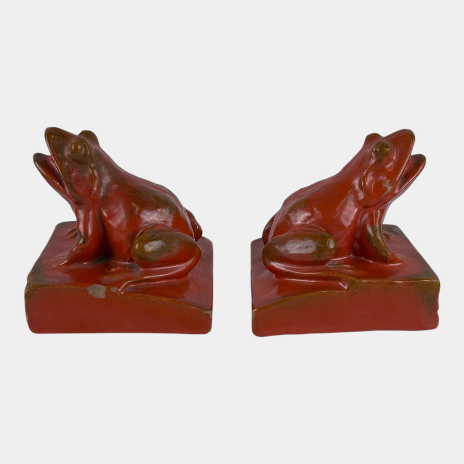 Catalina Island California Pottery 1930s Toyon Red Frog Figural Art Deco Bookends Paperweights (1 of 6)