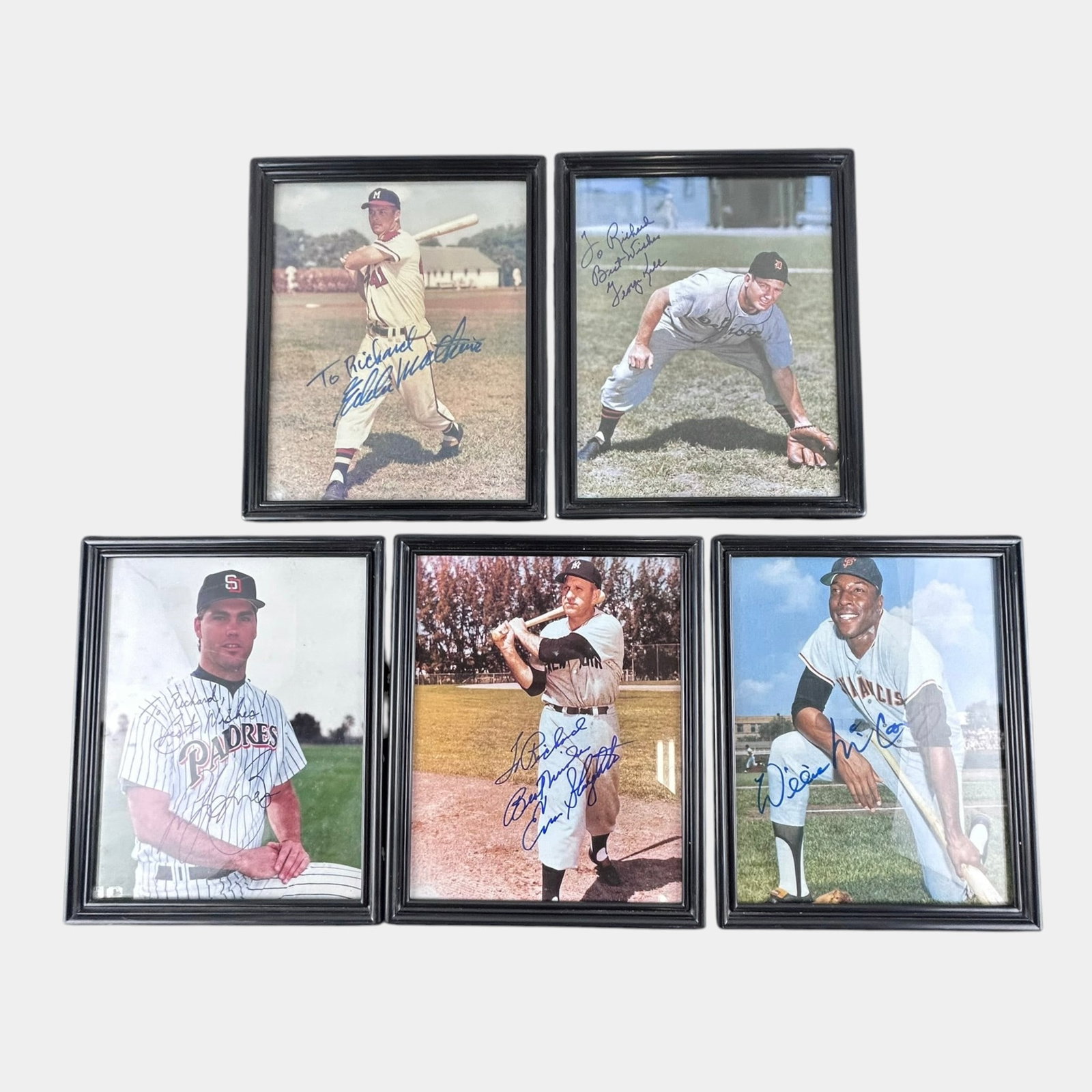Eddie Mathews, George Kell, Willie McCovey, Enos Slaughter, Andy Benes Signed Baseball Photos: Professional, fast, and affordable in house shipping available for all items. For higher resolution images please visit bid.craftedauctions.com Eddie Mathews, George Kell, Willie McCovey, Enos Slaught