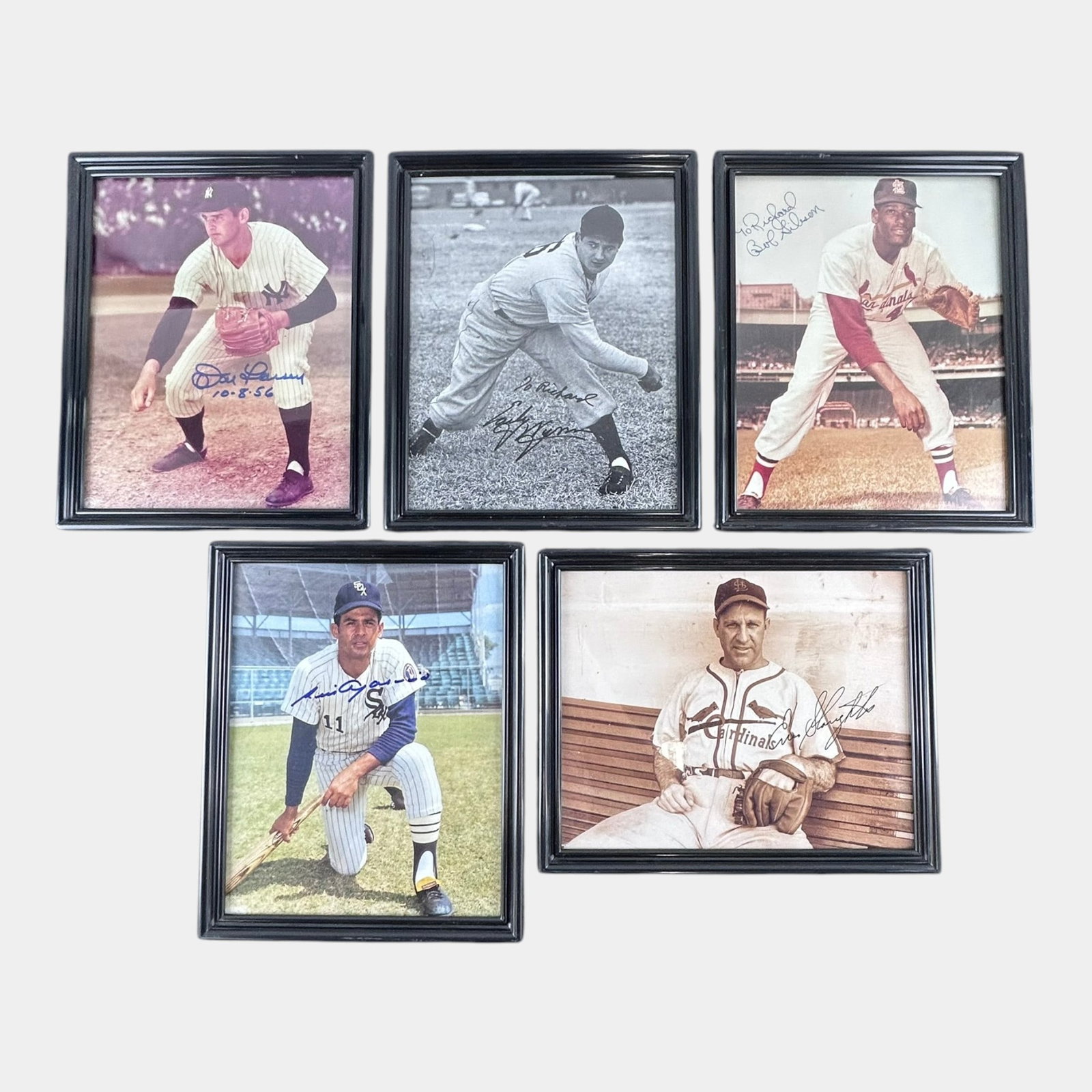 Don Larsen, Early Wynn, Bob Gibson, Enos Slaughter, Luis Aparicio Signed Autographed Baseball Photos: Professional, fast, and affordable in house shipping available for all items. For higher resolution images please visit bid.craftedauctions.com Don Larsen, Early Wynn, Bob Gibson, Enos Slaughter, Luis