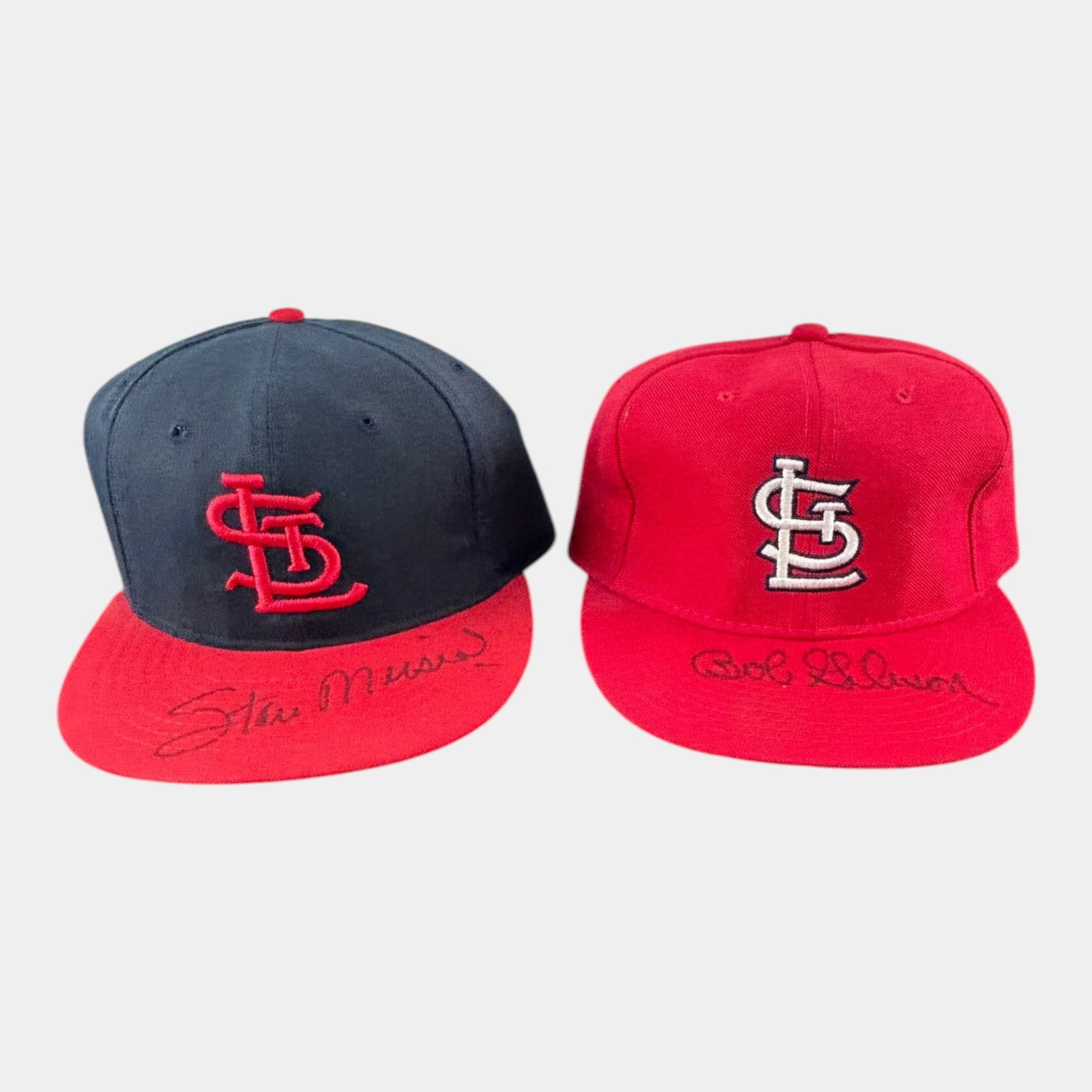 Stan Musial & Bob Gibson Autographed St. Louis Cardinals Baseball Caps Collection: Professional, fast, and affordable in house shipping available for all items. For higher resolution images please visit bid.craftedauctions.com Stan Musial & Bob Gibson Autographed St. Louis Cardinals