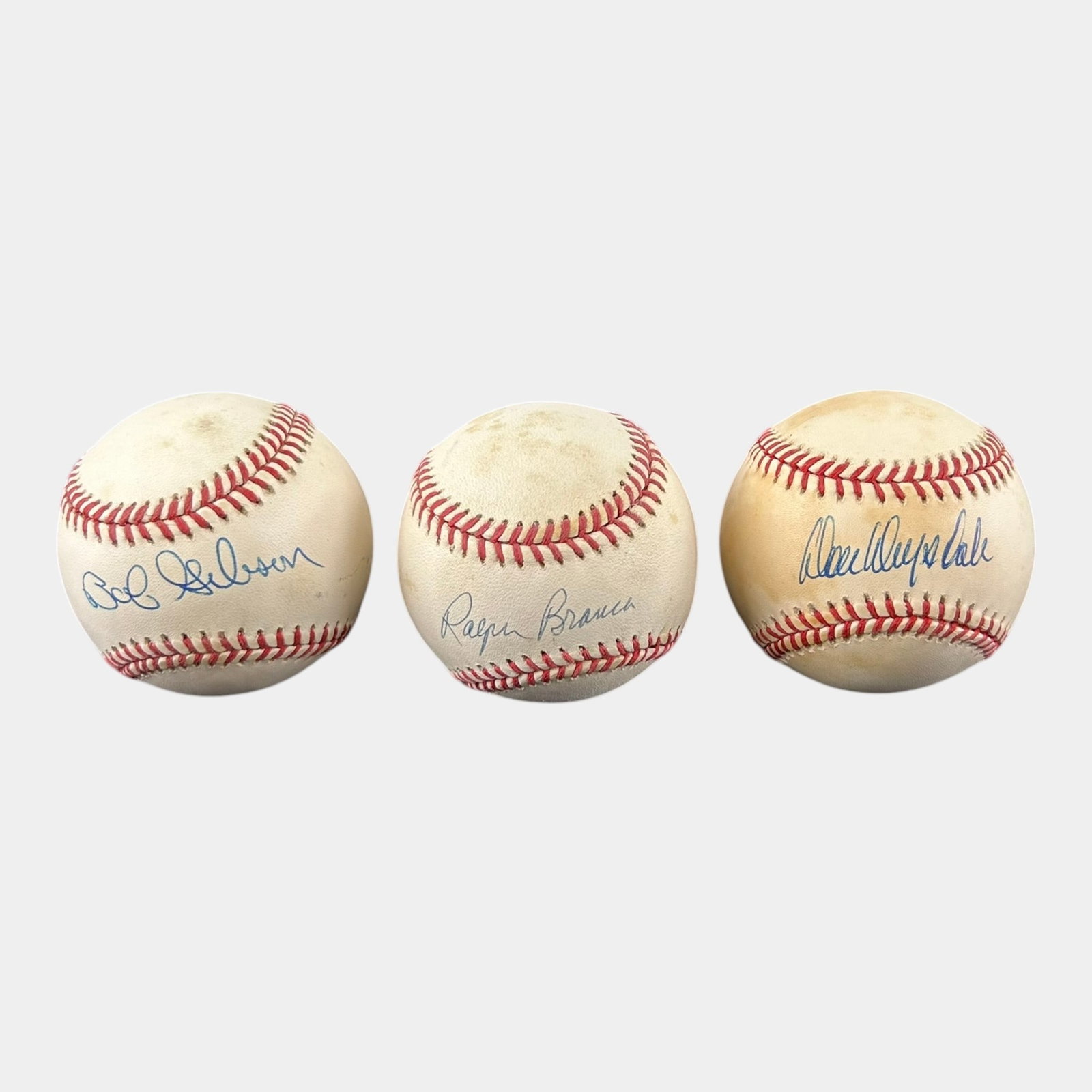 Bob Gibson, Ralph Branca, Don Drysdale Hand Signed Autographed Baseballs: Professional, fast, and affordable in house shipping available for all items. For higher resolution images please visit bid.craftedauctions.com Bob Gibson, Ralph Branca, Don Drysdale Hand Signed Autog
