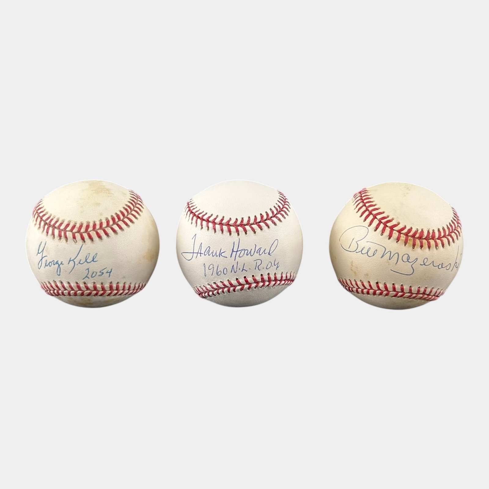 George Kell, Frank Howard, Bill Mazeroski Hand Signed Autographed Baseballs: Professional, fast, and affordable in house shipping available for all items. For higher resolution images please visit bid.craftedauctions.com George Kell, Frank Howard, Bill Mazeroski Hand Signed Au