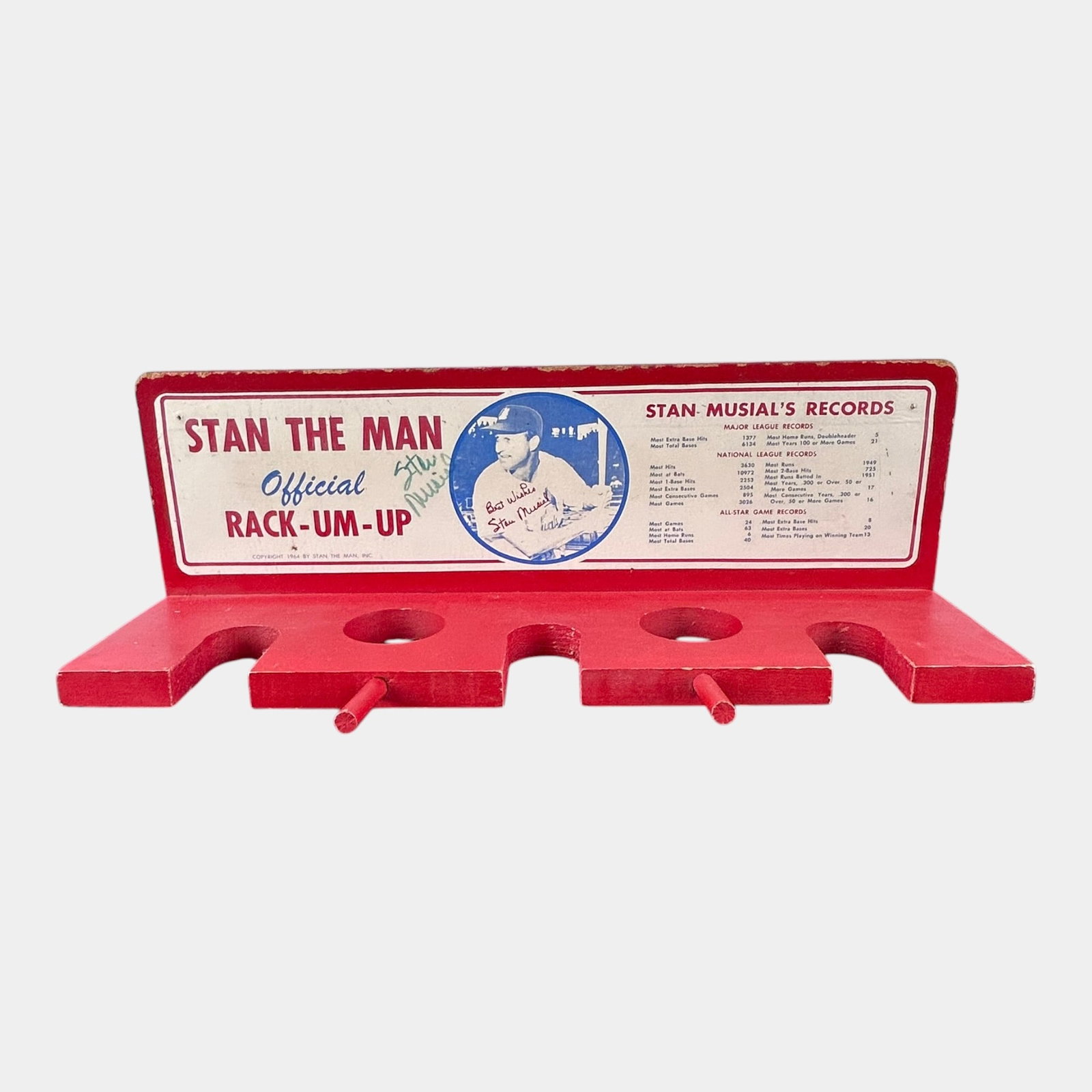 Stan The Man Official Rack-Um-Up Hand Signed Autographed Stan Musial Bat Rack: Professional, fast, and affordable in house shipping available for all items. For higher resolution images please visit bid.craftedauctions.com Stan The Man Official Rack-Um-Up Hand Signed Autographed