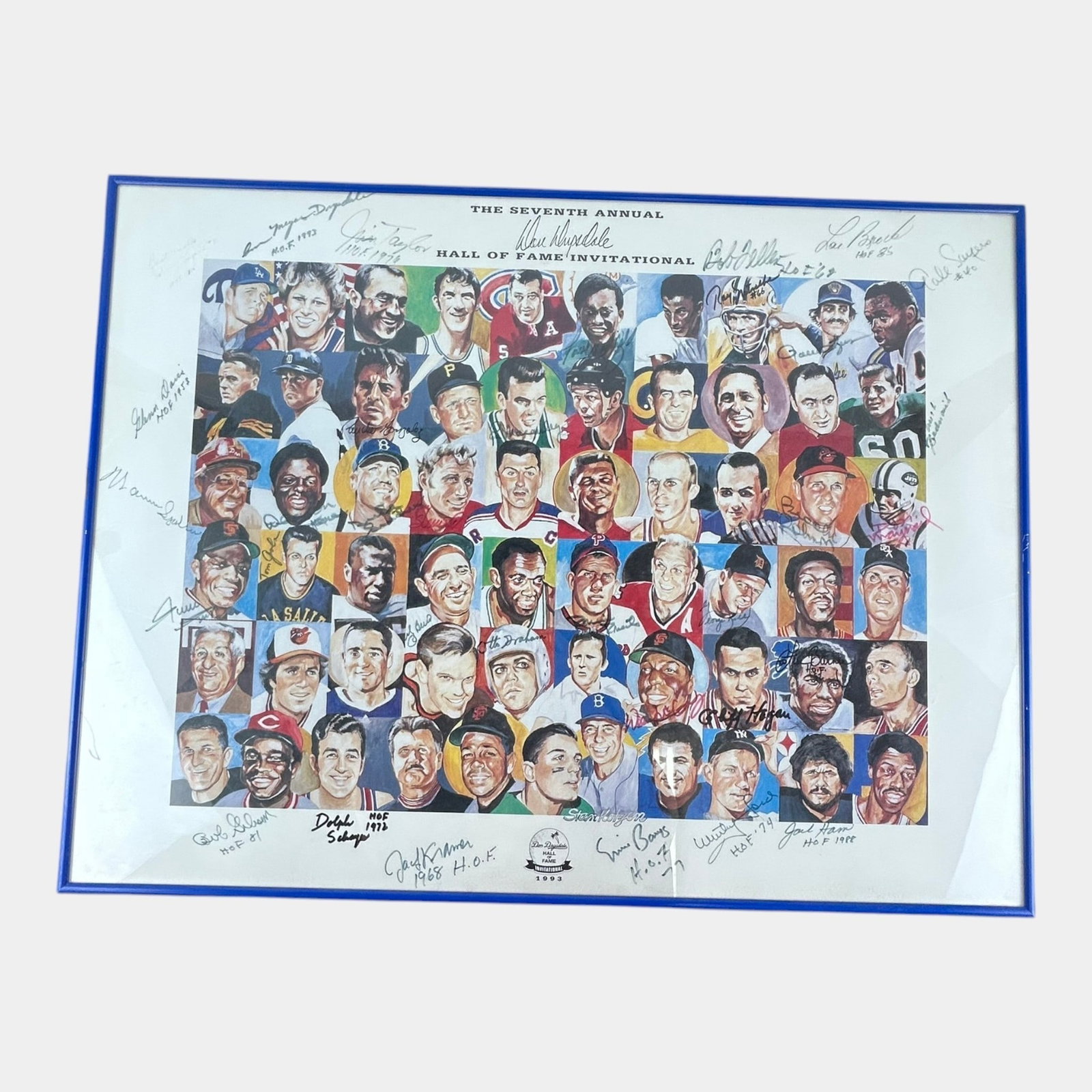 1993 Don Drysdale Hall Of Fame Invitational With 35 Signatures Of Hall Of Fame Athletes: Professional, fast, and affordable in house shipping available for all items. For higher resolution images please visit bid.craftedauctions.com 1993 Don Drysdale Hall Of Fame Invitational With 35 Sign