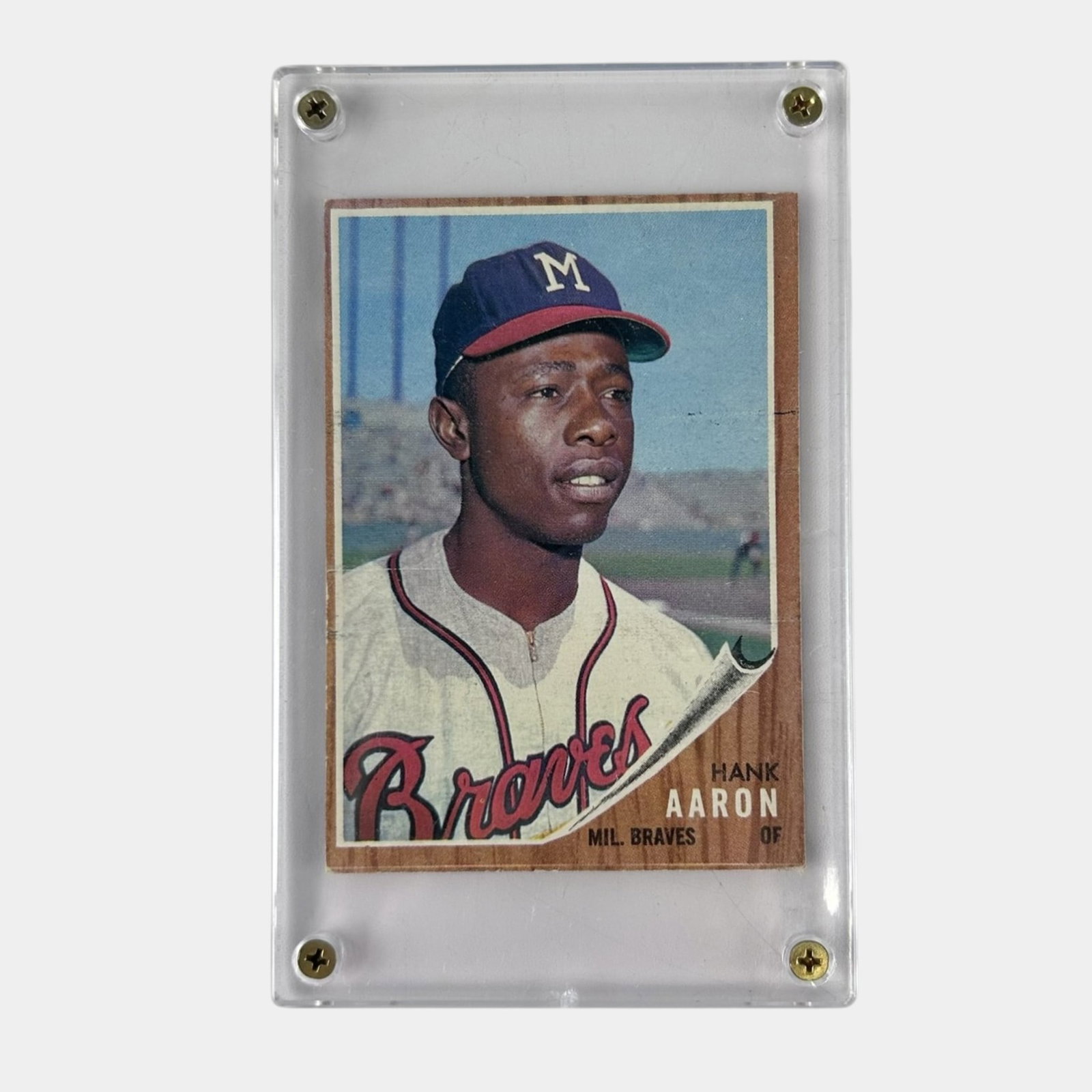 1962 Topps #320 Hank Aaron Milwaukee Braves High Grade Baseball Card (1 of 2)