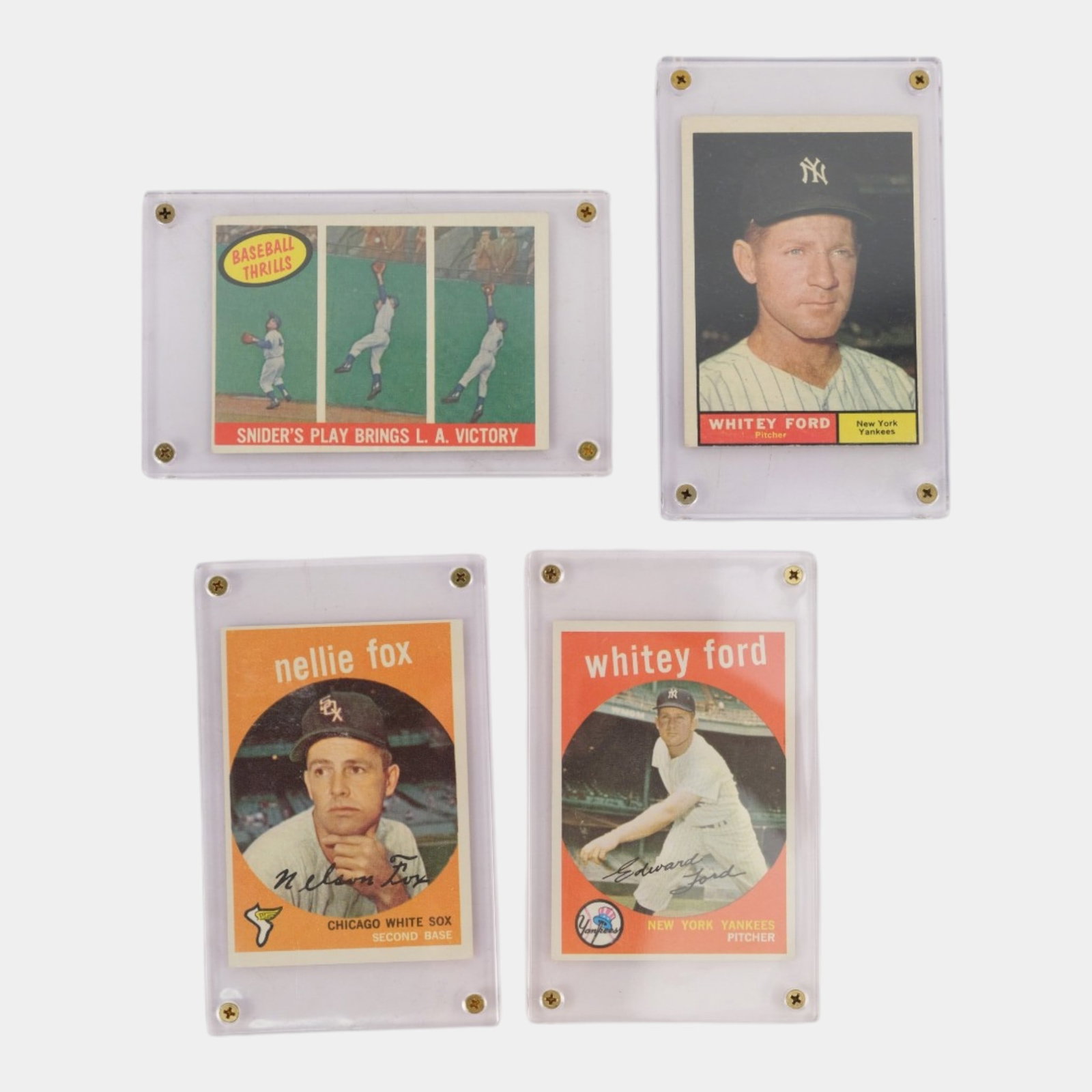 Topps 1959 & 1961 Whitey Ford Nellie Fox Duke Snider Baseball Cards (1 of 2)