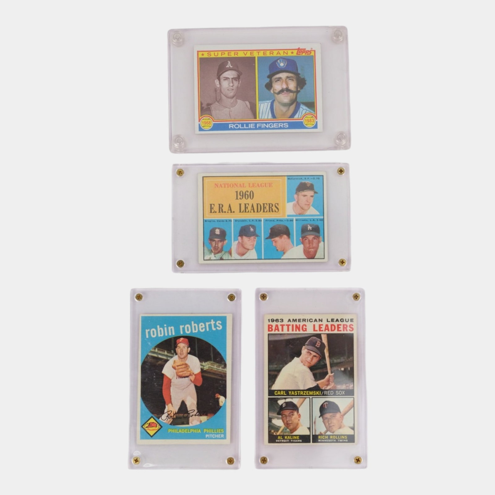 Rollie Fingers Robin Roberts 1963 American League Batting Leaders 1960 Leaders High Grade Baseball: Professional, fast, and affordable in house shipping available for all items. For higher resolution images please visit bid.craftedauctions.com Rollie Fingers Robin Roberts 1963 American League Battin