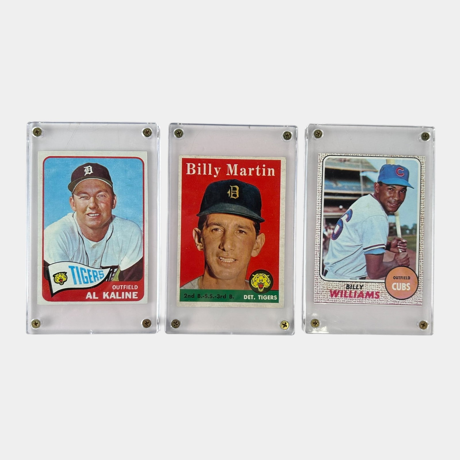 1965 Topps #130 Al Kaline, 1958 Topps #271 Billy Martin, & 1968 Topps #37 Billy Williams Baseball (1 of 2)