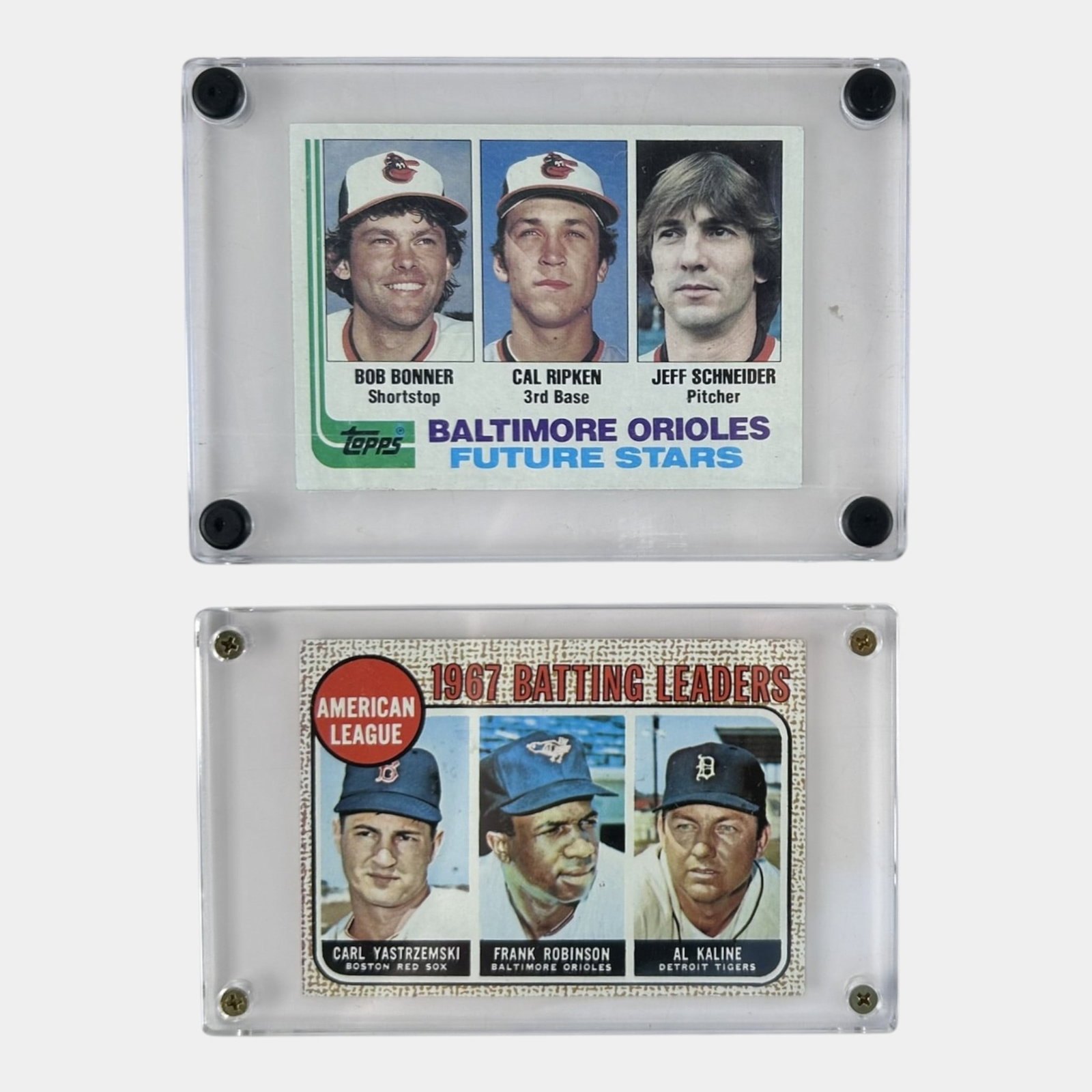 Topps 1968 Batting Leaders & 1982 Topps Baltimore Orioles Future Stars High Grade Baseball Cards: Professional, fast, and affordable in house shipping available for all items. For higher resolution images please visit bid.craftedauctions.com Topps 1968 Batting Leaders & 1982 Topps Baltimore Oriole