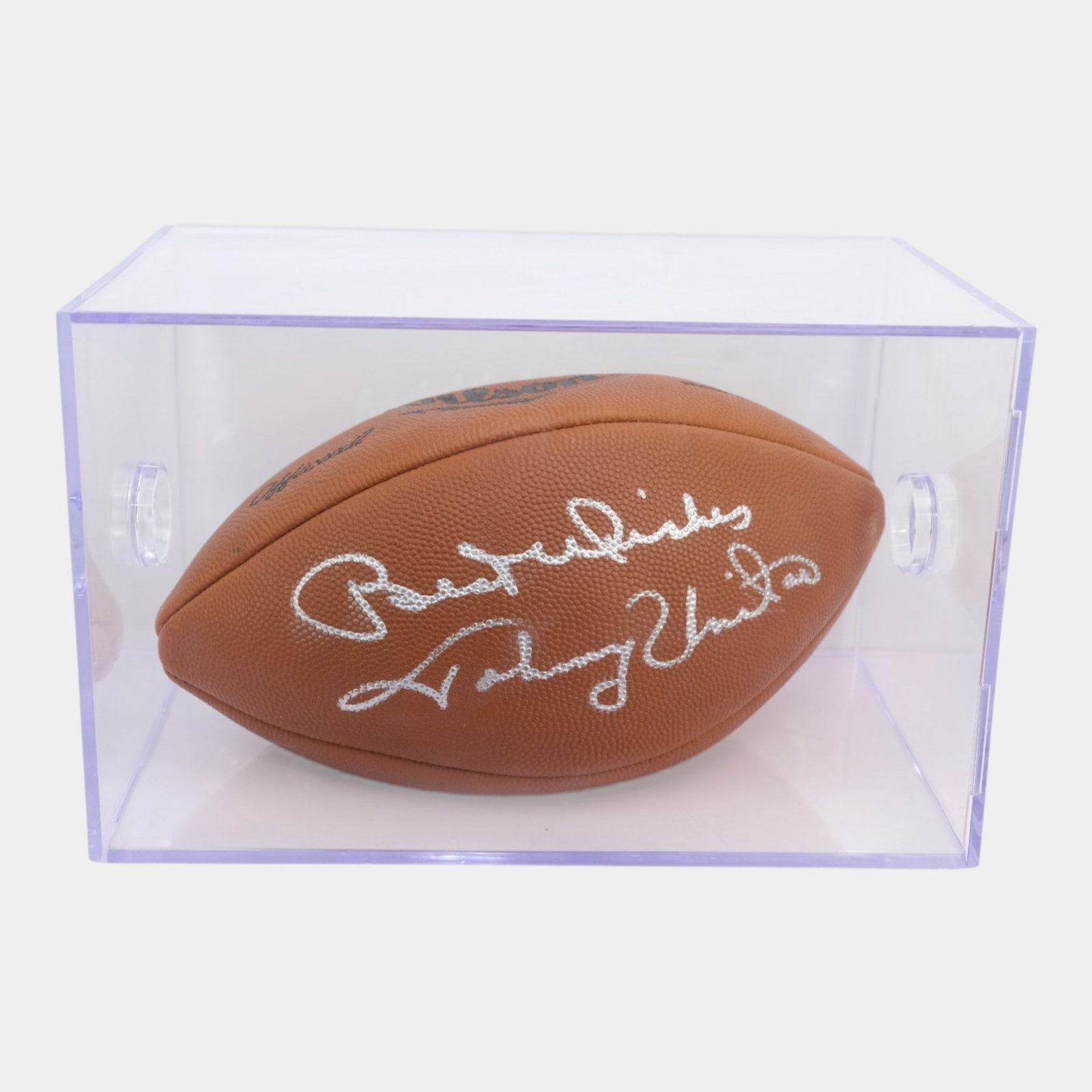 Johnny Unitas Hand Signed Autographed Official NFL Wilson Football: Professional, fast, and affordable in house shipping available for all items. For higher resolution images please visit bid.craftedauctions.com Johnny Unitas Hand Signed Autographed Official NFL Wilso