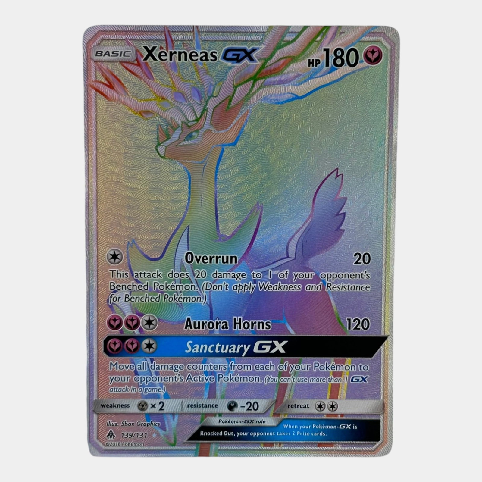 Xerneas GX Secret Rainbow Rare Full Art #139 Sun & Moon Forbidden Light Pokemon TCG Card: Professional, fast, and affordable in house shipping available for all items. For higher resolution images please visit bid.craftedauctions.com Xerneas GX Secret Rainbow Rare Full Art #139 Sun & Moon 