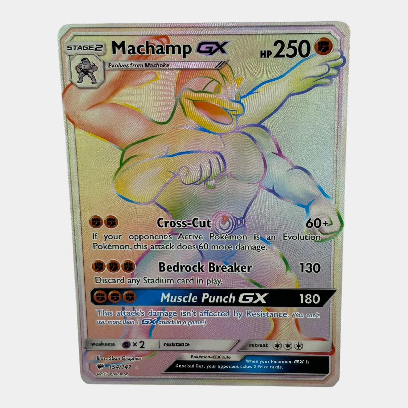 Machamp GX #154 Full Art Secret Rainbow Rare Sun & Moon Burning Shadows Pokemon Card: Professional, fast, and affordable in house shipping available for all items. For higher resolution images please visit bid.craftedauctions.com Machamp GX #154 Full Art Secret Rainbow Rare Sun & Moon 