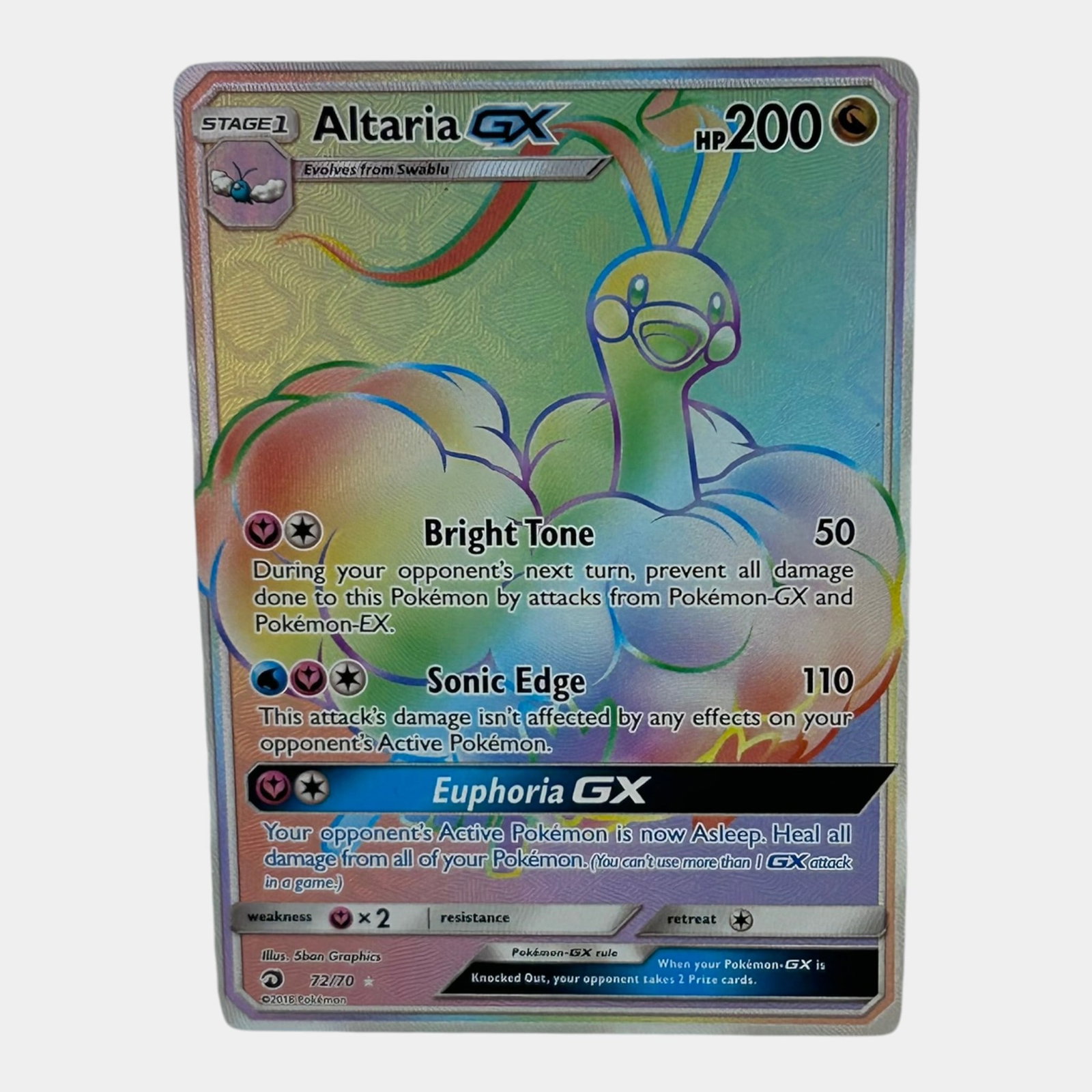 Altaria GX #72 Full Art Secret Rainbow Rare Sun & Moon Dragon Majesty Pokemon Card: Professional, fast, and affordable in house shipping available for all items. For higher resolution images please visit bid.craftedauctions.com Altaria GX #72 Full Art Secret Rainbow Rare Sun & Moon D