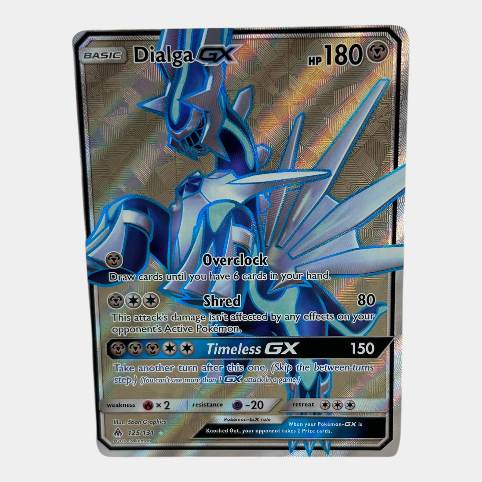 Dialga GX #125 Full Art Rare Sun & Moon Forbidden Light Pokemon Card: Professional, fast, and affordable in house shipping available for all items. For higher resolution images please visit bid.craftedauctions.com Dialga GX #125 Full Art Rare Sun & Moon Forbidden Light 