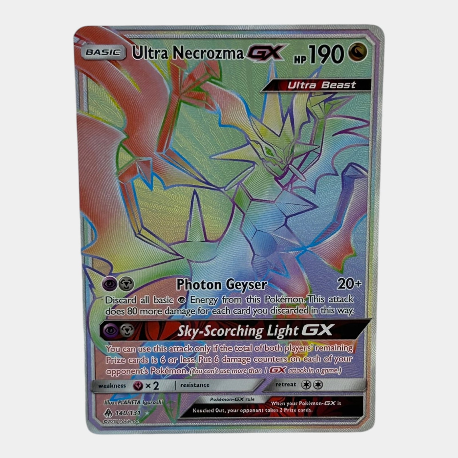 Ultra Necrozma GX #140 Secret Rainbow Rare Sun & Moon Forbidden Light Pokemon Card: Professional, fast, and affordable in house shipping available for all items. For higher resolution images please visit bid.craftedauctions.com Ultra Necrozma GX #140 Secret Rainbow Rare Sun & Moon Fo