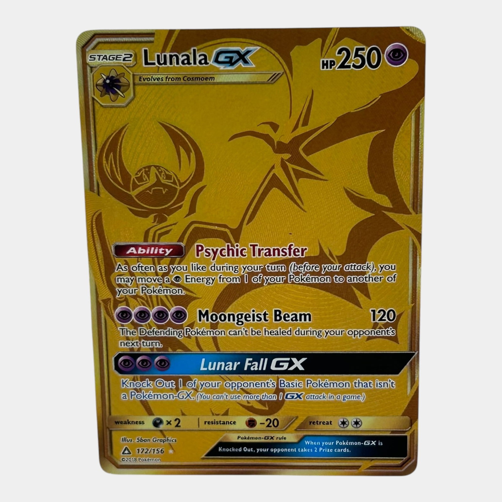 Lunala GX Secret Golden Rare #172 Sun & Moon Ultra Prism Pokemon Card (1 of 2)