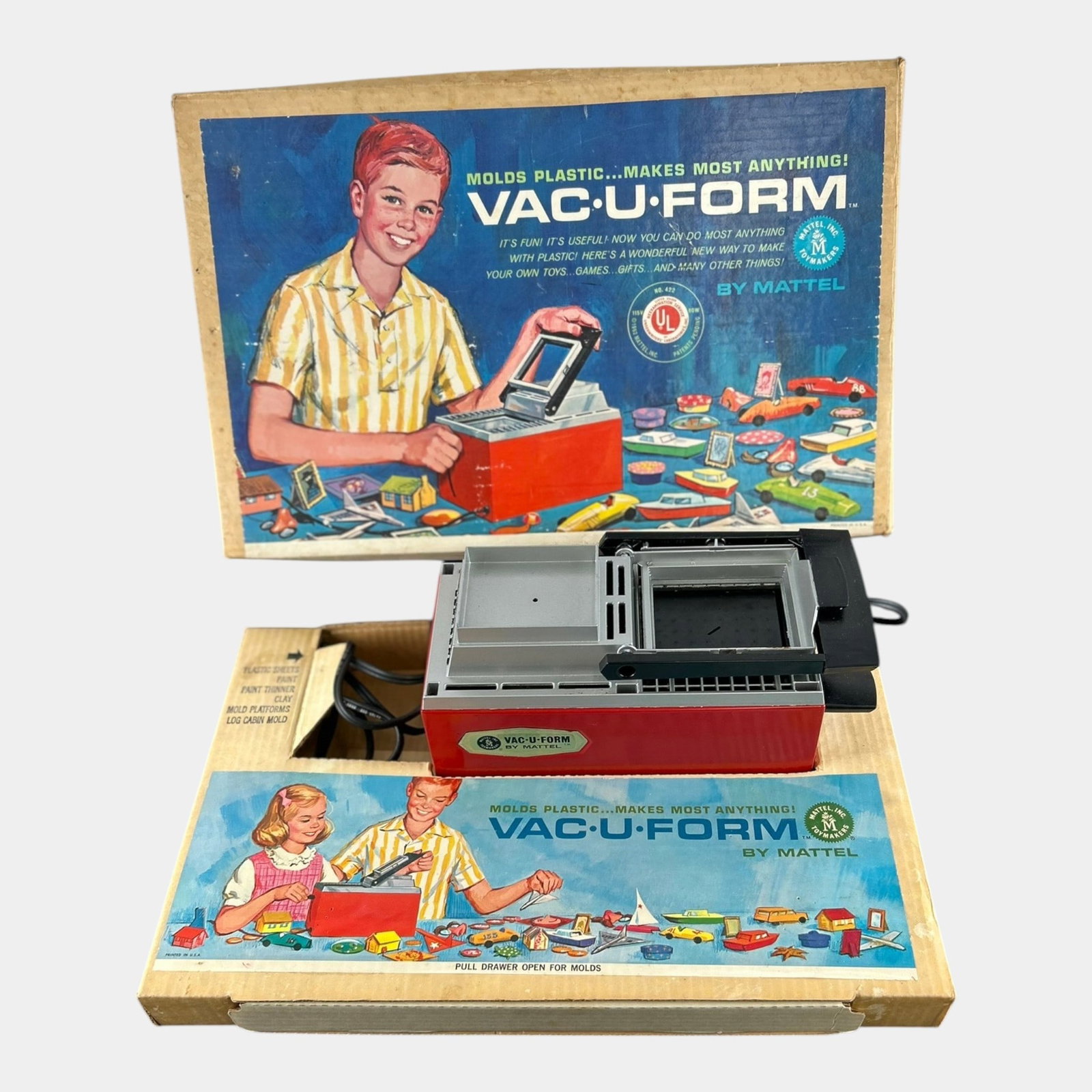 Vac-U-Form By Mattel 1960s Plastic Mold Toy With Original Box: Professional, fast, and affordable in house shipping available for all items. For higher resolution images please visit bid.craftedauctions.com Vac-U-Form By Mattel 1960s Plastic Mold Toy With Origina