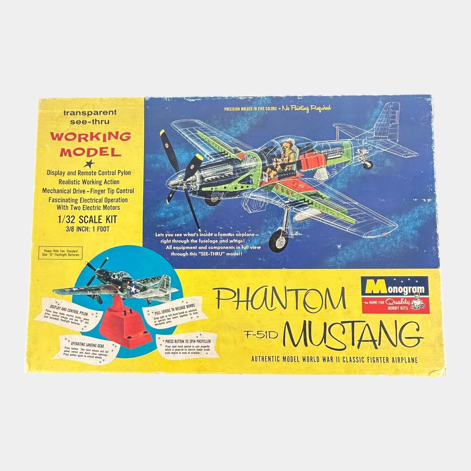 Monogram 1961 Unbuilt Model F-51D Phantom Mustang Model Airplane: Professional, fast, and affordable in house shipping available for all items. For higher resolution images please visit bid.craftedauctions.com Monogram 1961 Unbuilt Model F-51D Phantom Mustang Model 
