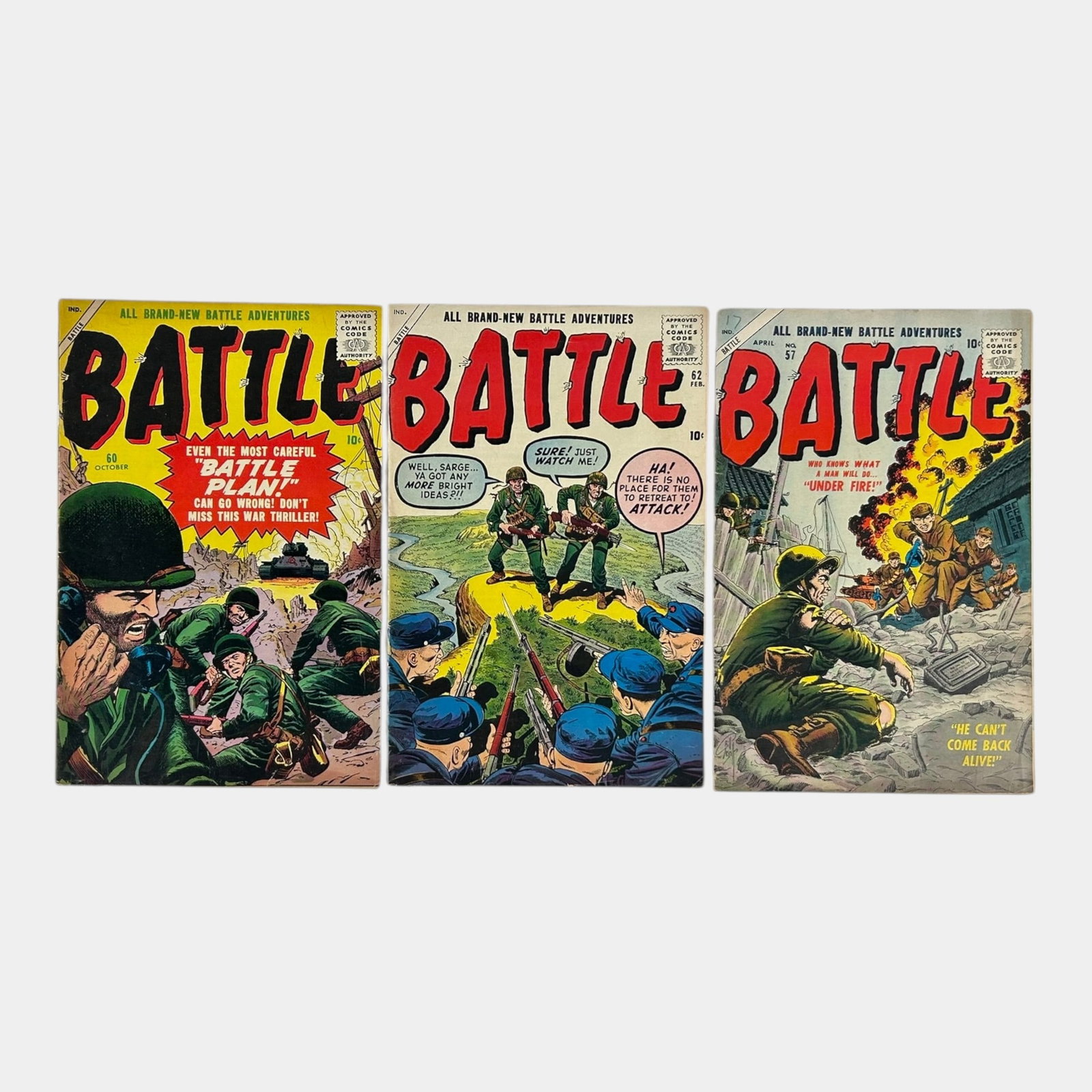 Battle Early Silver Age Comic Books 57 60 62 Atlas Comics Marvel Comics (1 of 2)
