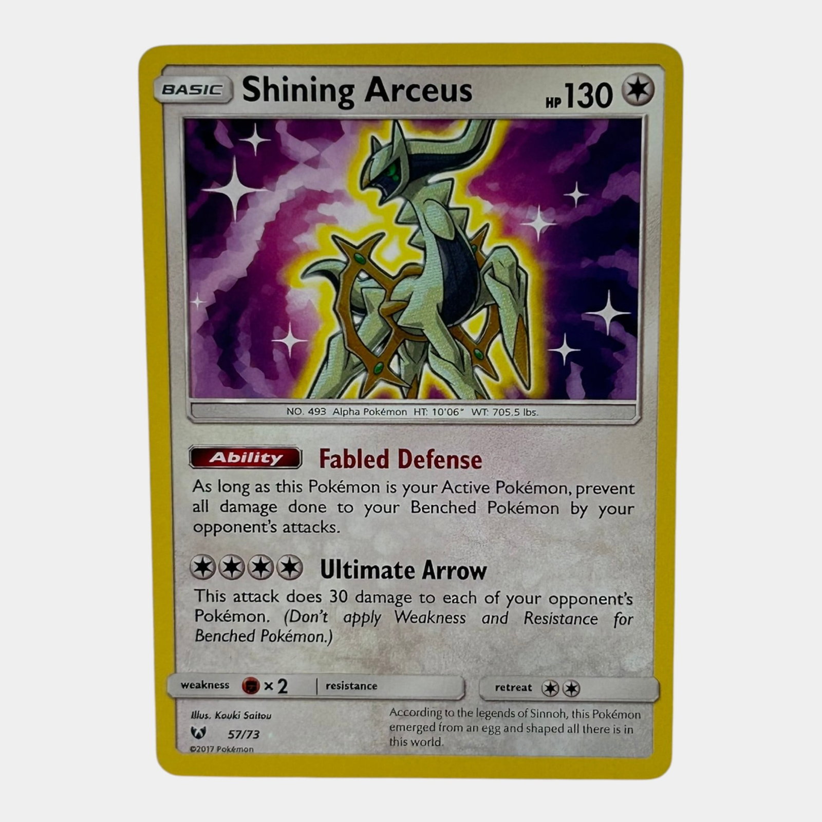 Shining Arceus #57 Sun & Moon Shining Legends Pokemon Card (1 of 2)