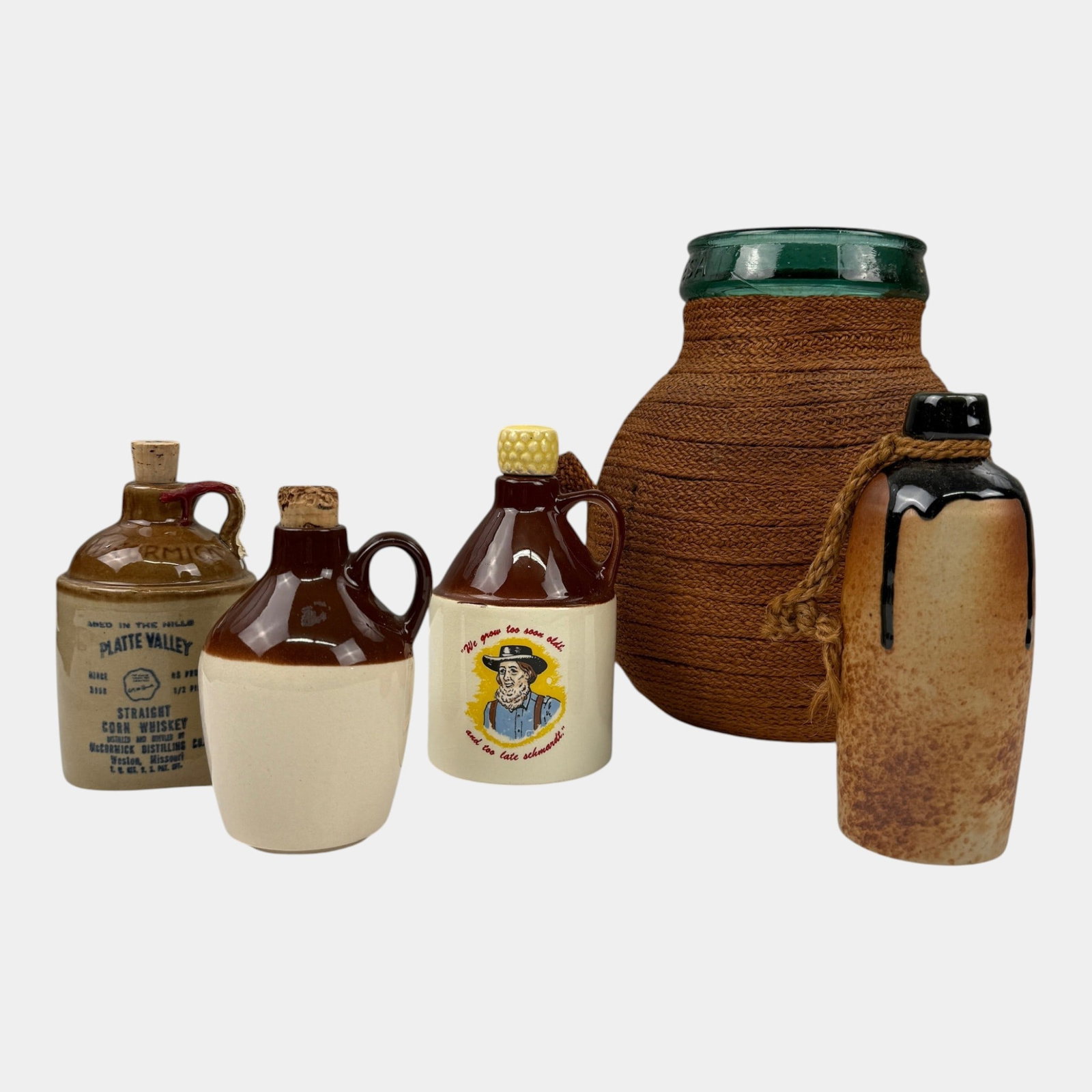 McCormick And Other Jugs & Bottle With Vintage Viresa Wrapped Green Glass Wine Demijohn Bottle (1 of 16)