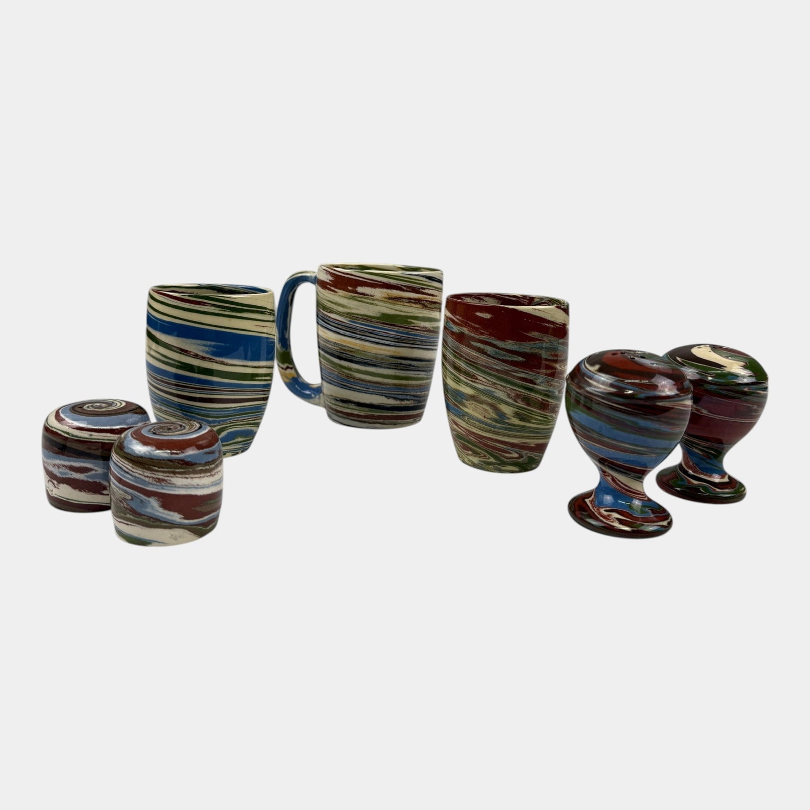 Desert Sands Evans Mission Swirl 1950 Art Pottery Green White Brown Mugs And Shakers: Professional, fast, and affordable in house shipping available for all items. For higher resolution images please visit bid.craftedauctions.com Desert Sands Evans Mission Swirl 1950 Art Pottery Green 