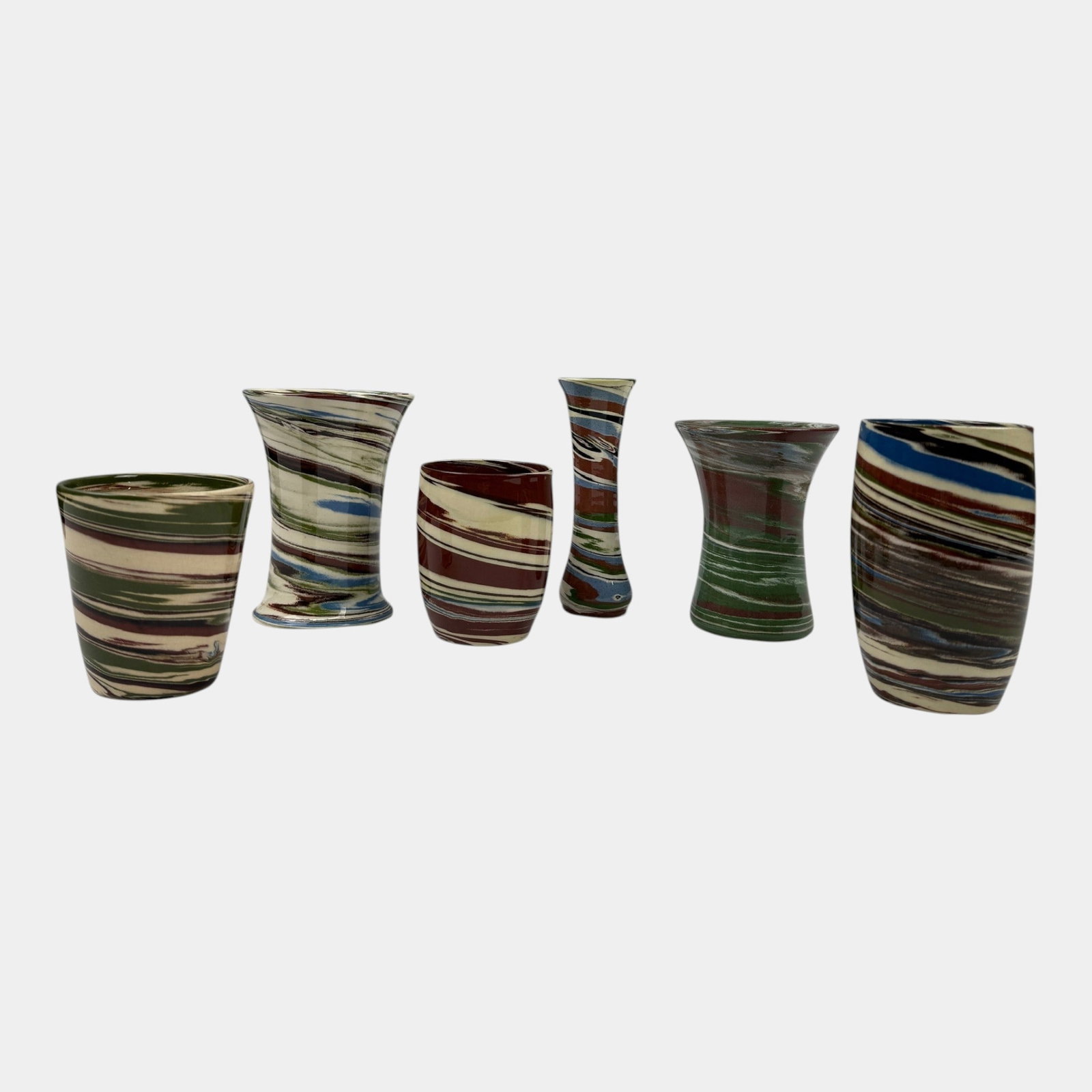 Desert Sands Evans Mission Swirl 1950 Art Pottery Green White Brown Blue Vases And Tumblers: Professional, fast, and affordable in house shipping available for all items. For higher resolution images please visit bid.craftedauctions.com Desert Sands Evans Mission Swirl 1950 Art Pottery Green 