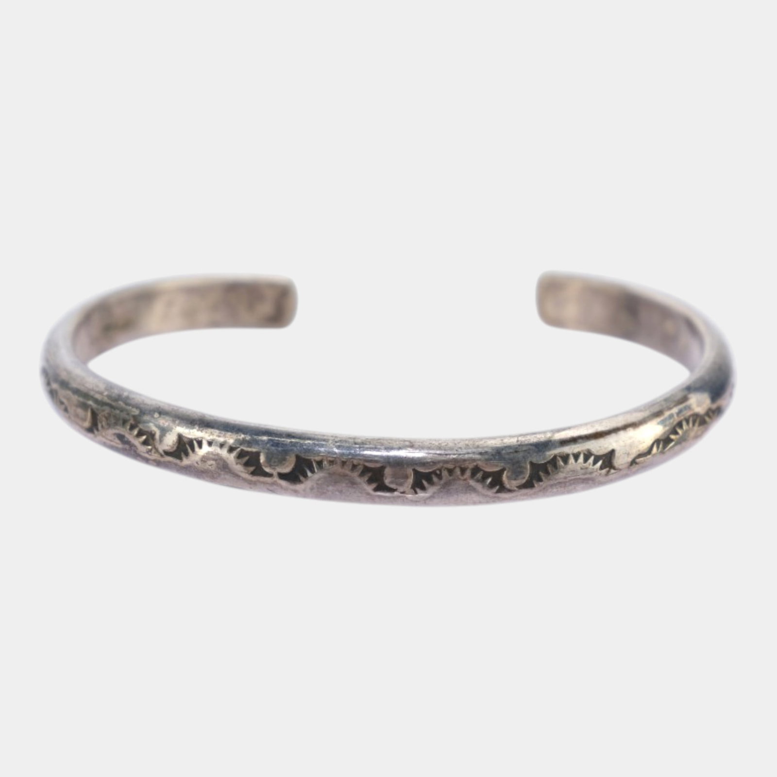 Sterling Silver Southwestern Hand Engraved Minimalist Open Cuff Bracelet: Professional, fast, and affordable in house shipping available for all items. For higher resolution images please visit bid.craftedauctions.com Elegantly simple and finely handcrafted, this sterling s