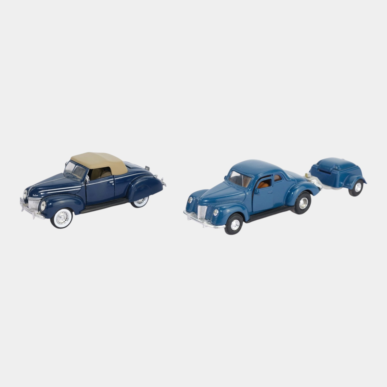 Vintage Blue Model Cars Convertible Coupe & Trailer Toy Cars & Vehicles (1 of 3)