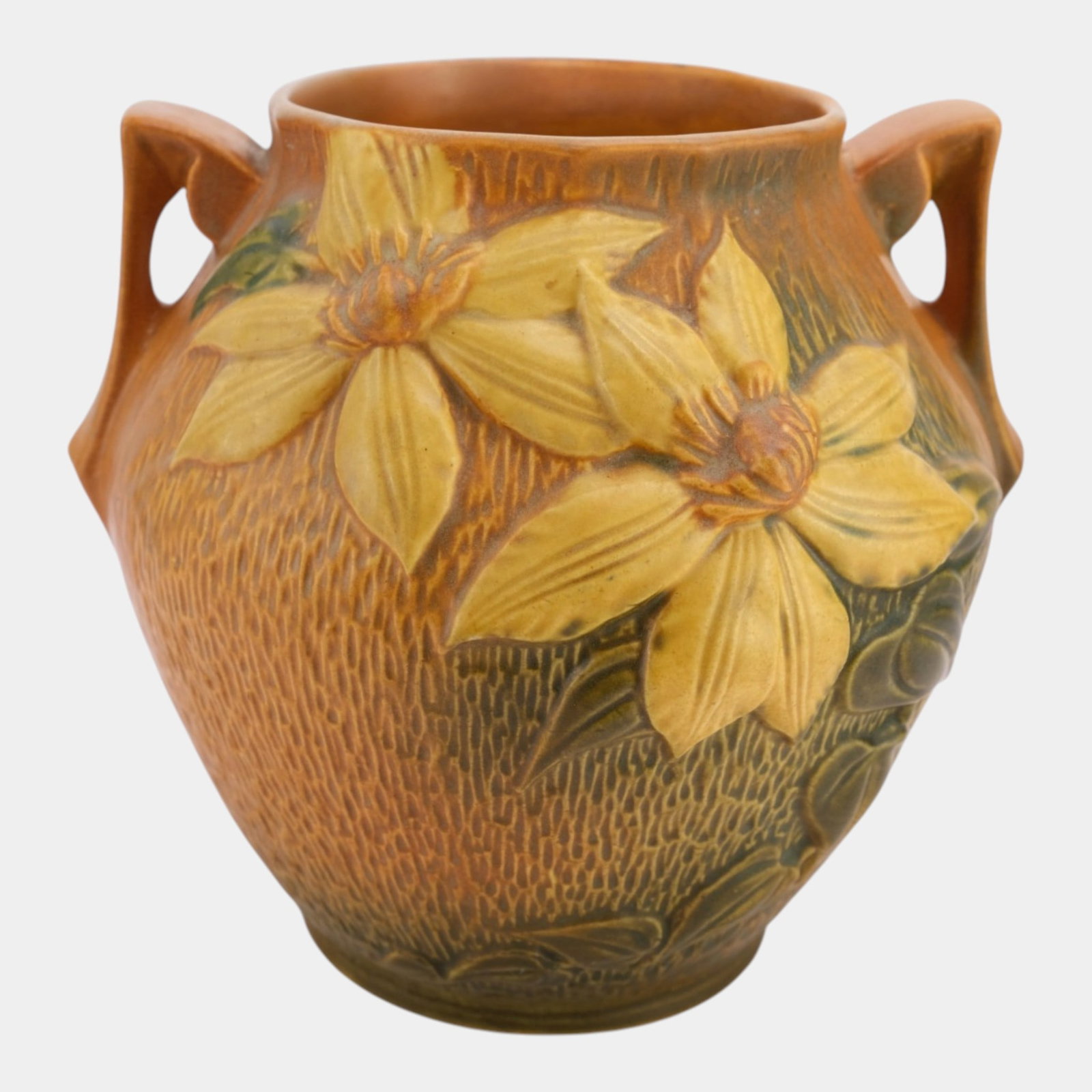 Roseville Clematis Brown 1944 Mid Century Modern Pottery Ceramic Cooke Jar 3-8 (1 of 7)