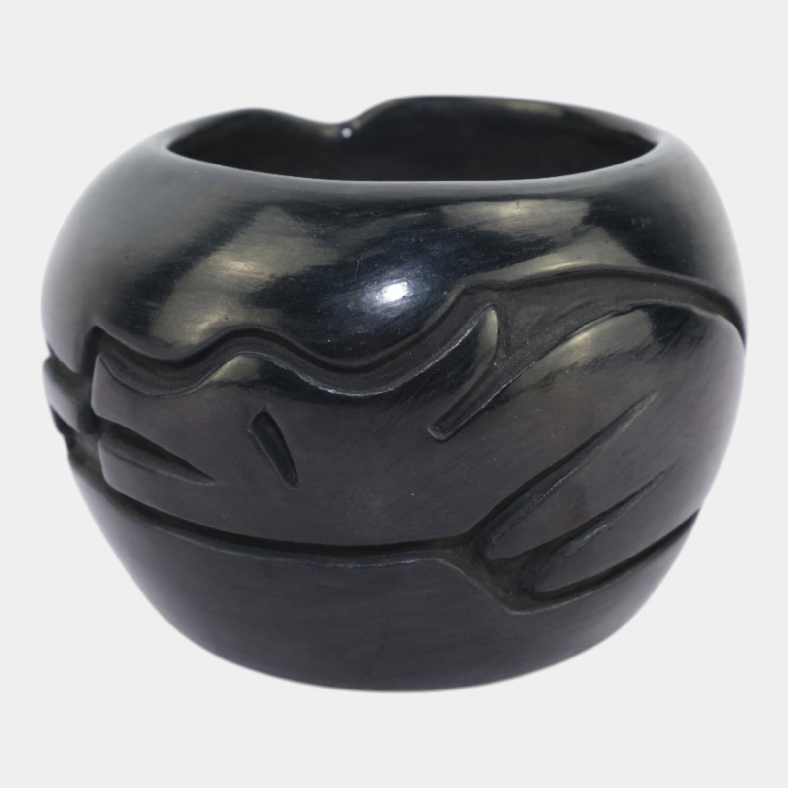 Billy Cain Santa Clara Pueblo Native American Pottery Blackware Ceramic Carved Vase Pot (1 of 6)