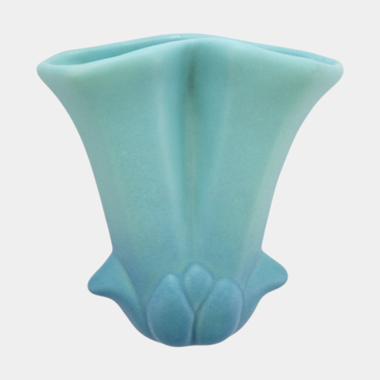 Van Briggle Mid Century Arts And Crafts Pottery Blue Ceramic Wall Pocket: Professional, fast, and affordable in house shipping available for all items. For higher resolution images please visit bid.craftedauctions.com Van Briggle Mid Century Arts And Crafts Pottery Blue Cer