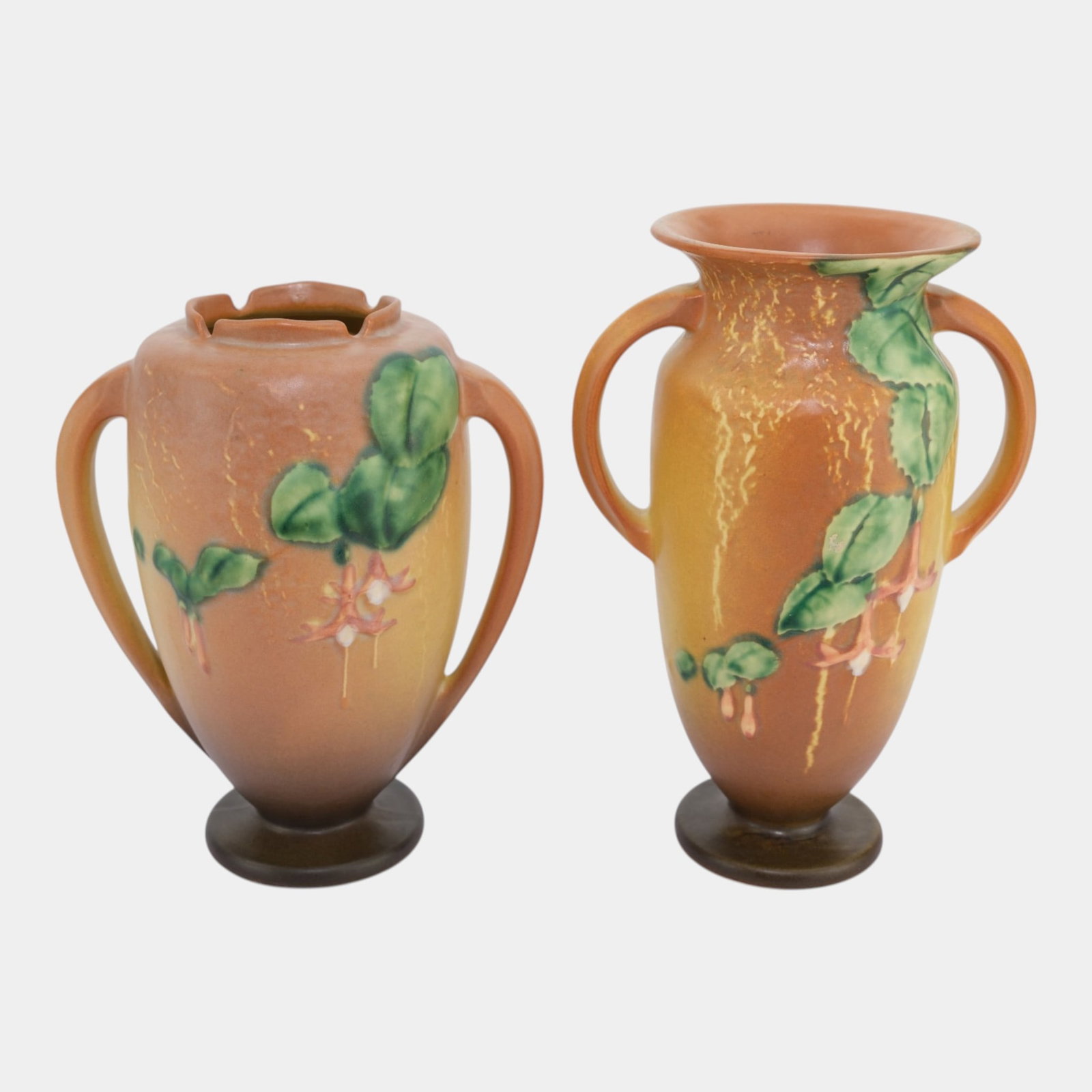 Roseville Fuchsia Brown 1938 Vintage Art Pottery Vases 899-9 897-8 (1 of 5)