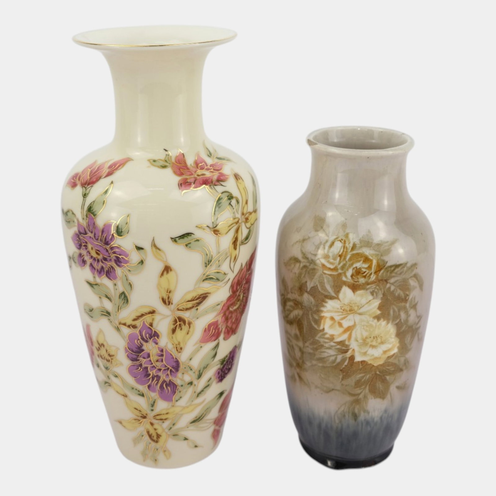 20th Century European Zsolnay & Other European Art Pottery Hand Painted Floral Vase: Professional, fast, and affordable in house shipping available for all items. For higher resolution images please visit bid.craftedauctions.com 20th Century European Zsolnay & Other European Art Potte