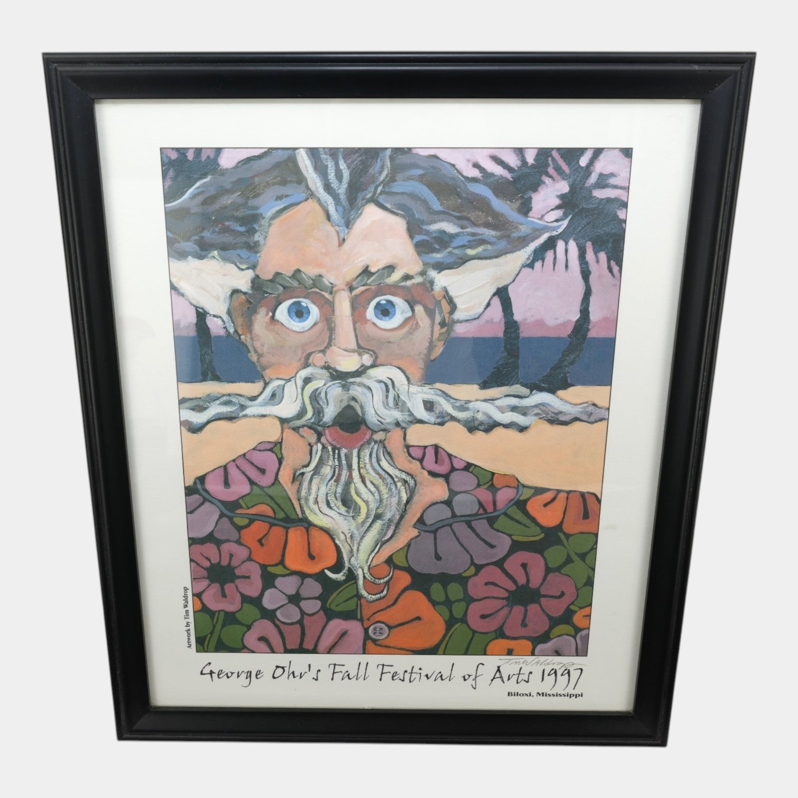 1997 George Ohr Festival Tim Waldrop Lithograph Framed Hand Signed Poster Print (1 of 4)