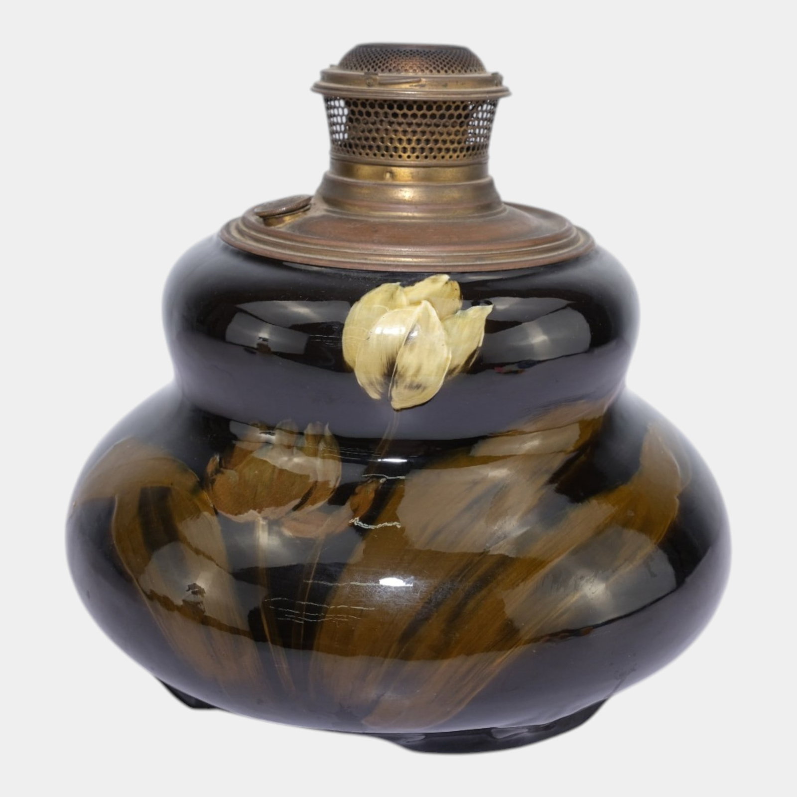 Weller Dickensware 1900s Vintage Art Pottery Ceramic Oil Lamp Base (1 of 7)